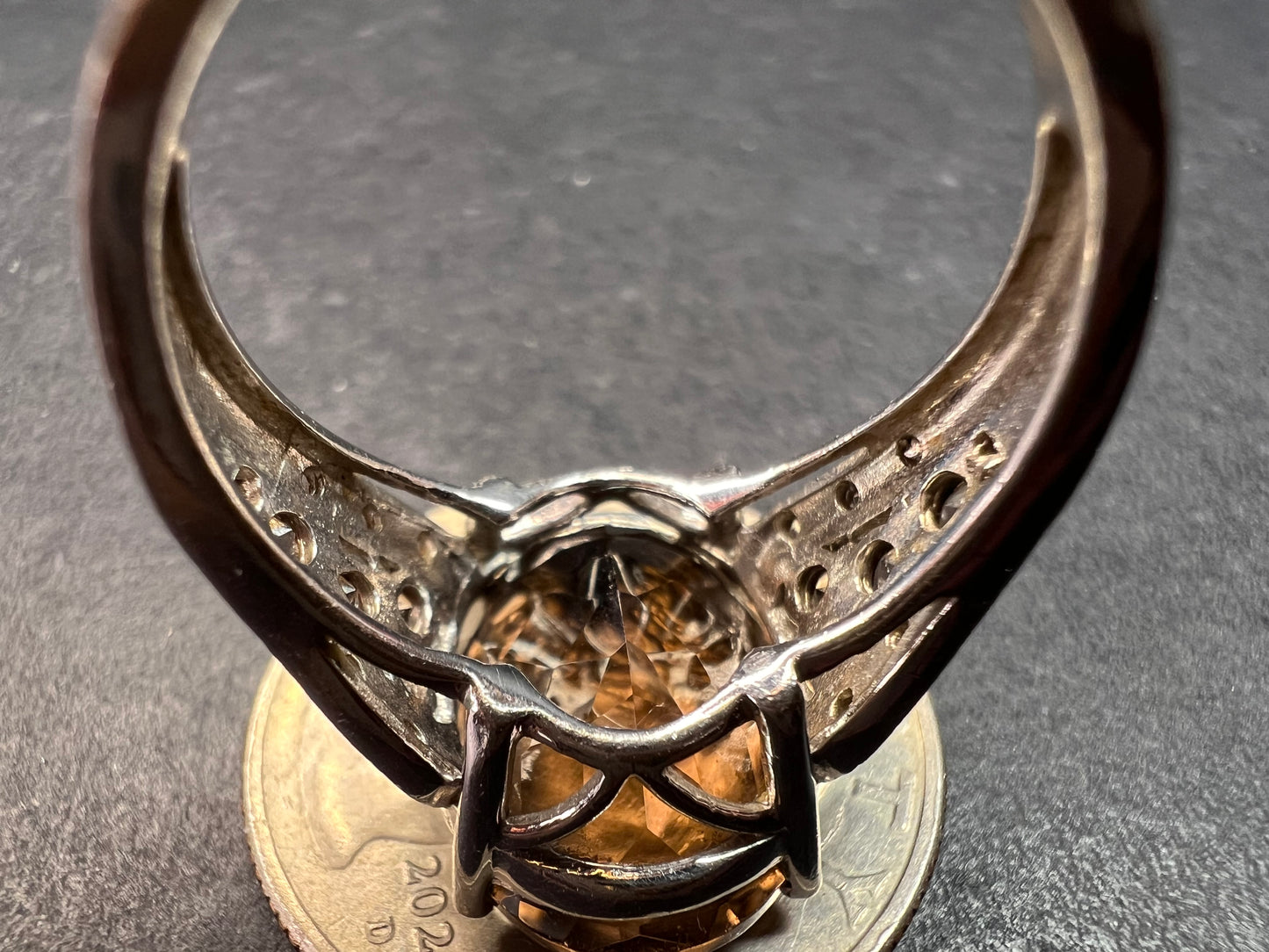 Smoky quartz Sterling silver ring size 8