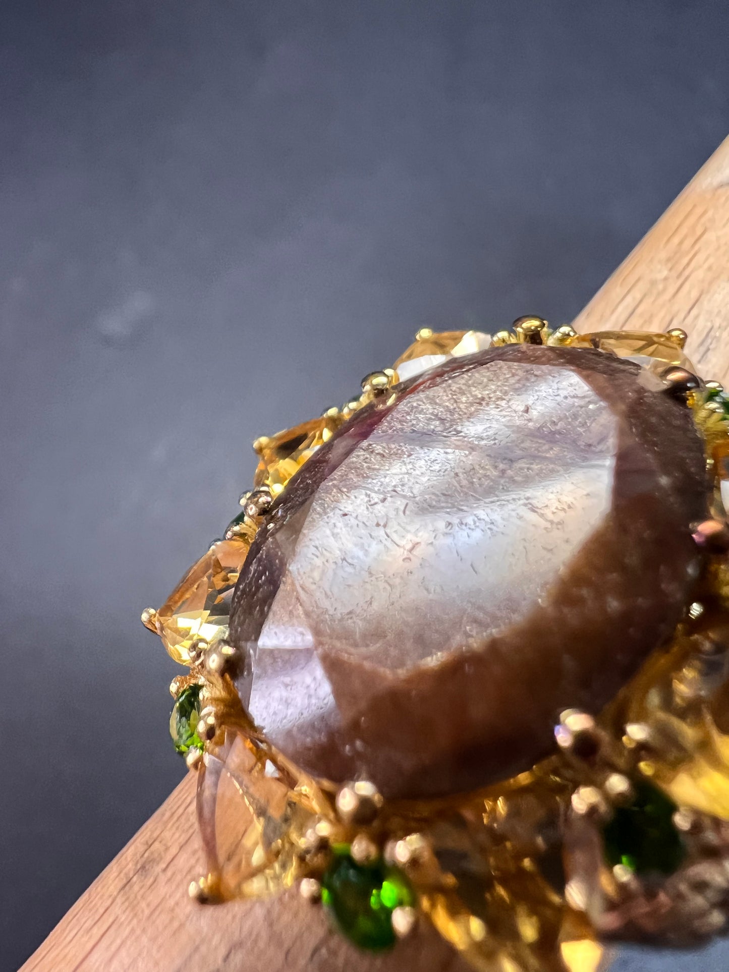 NEW chocolate sapphire multi gem cocktail ring in vermeil size 7