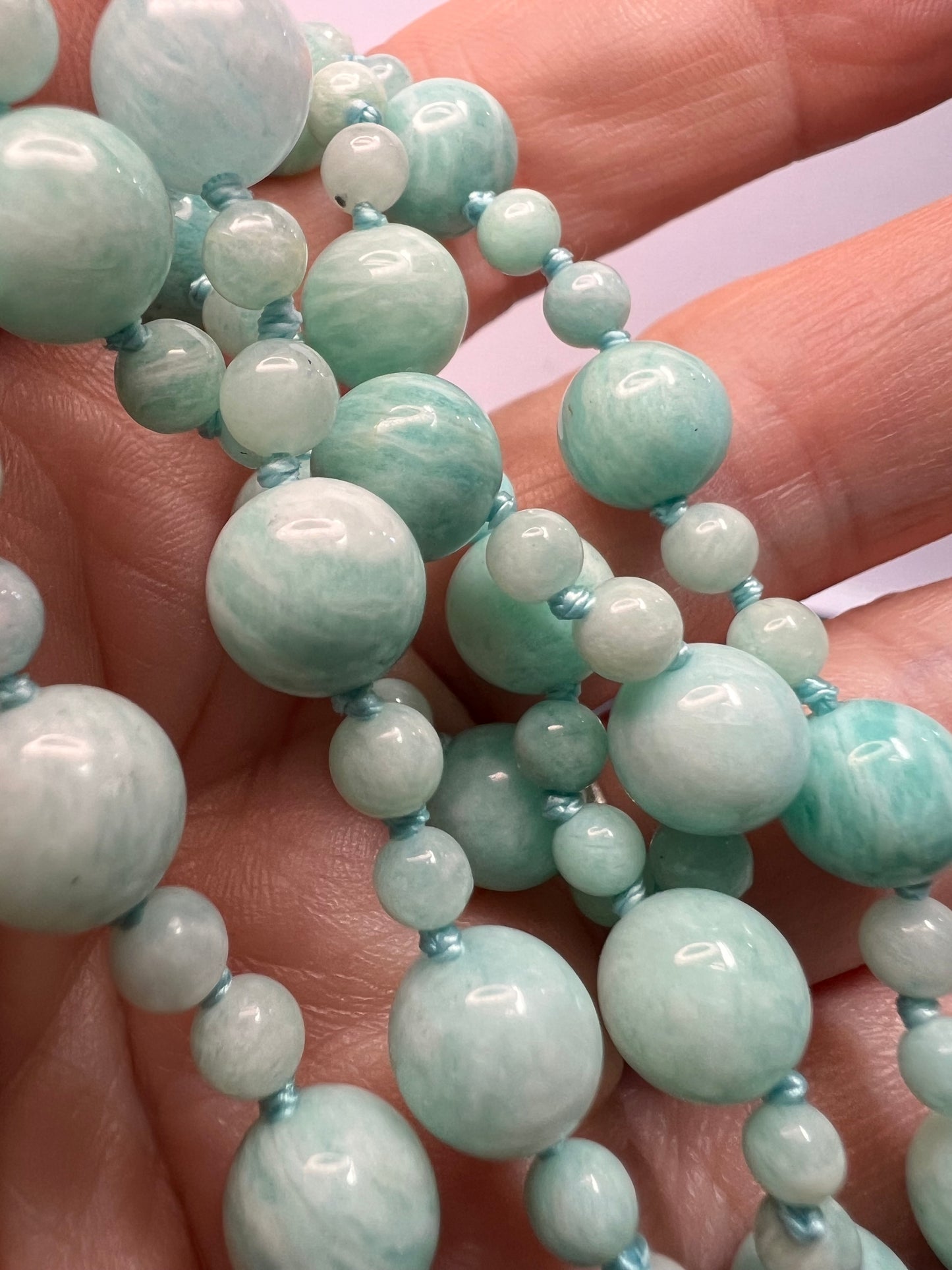 Amazonite knotted 36 inch endless necklace