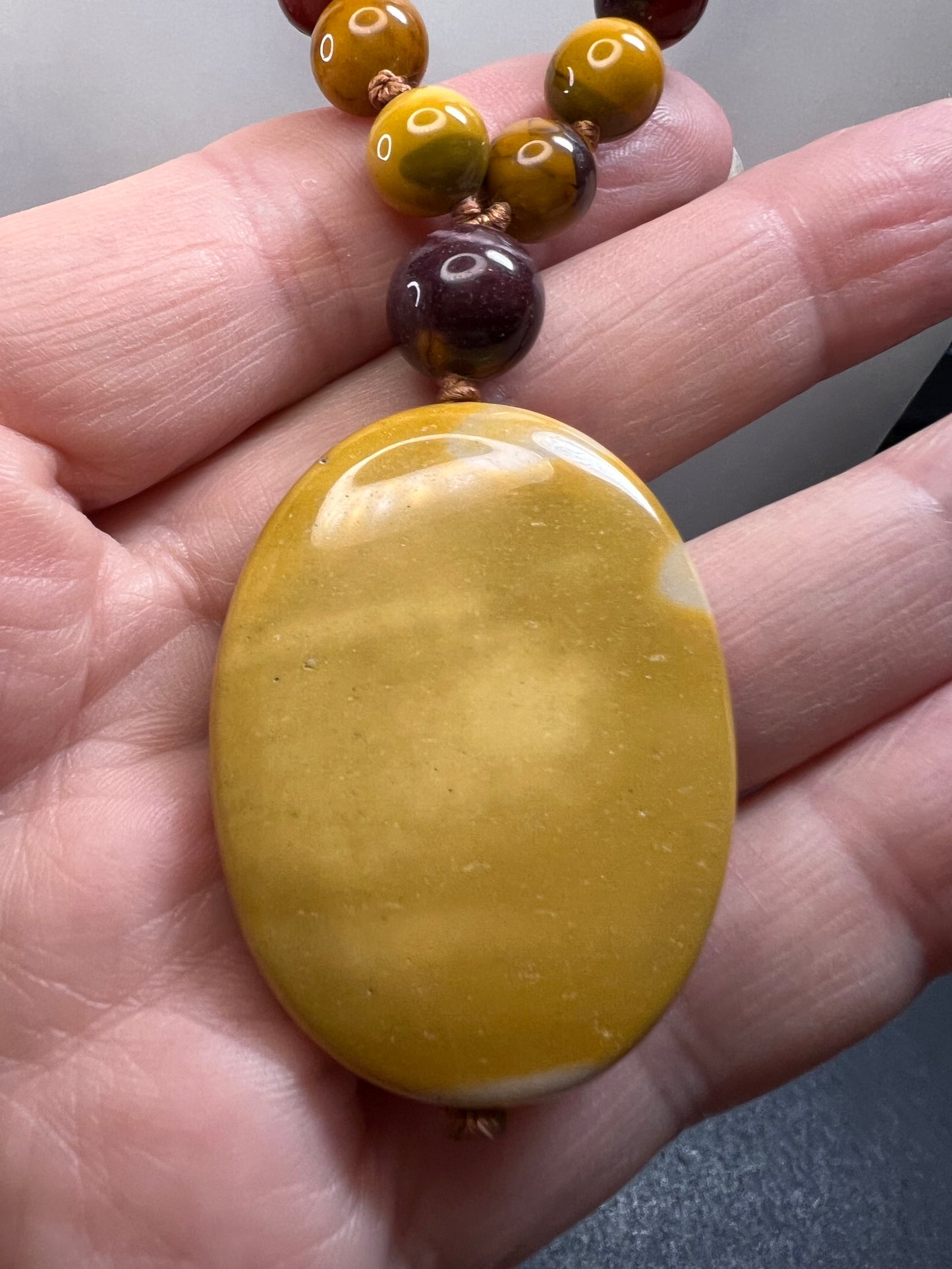 NEW Mookaite knotted pendant necklace with sterling silver clasp