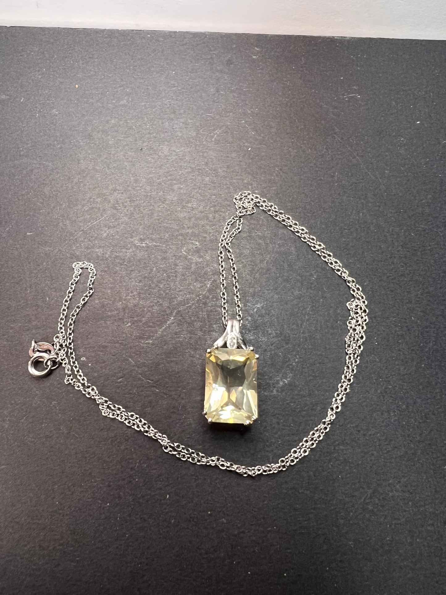 Yellow labradorite pendant necklace in sterling silver with chain