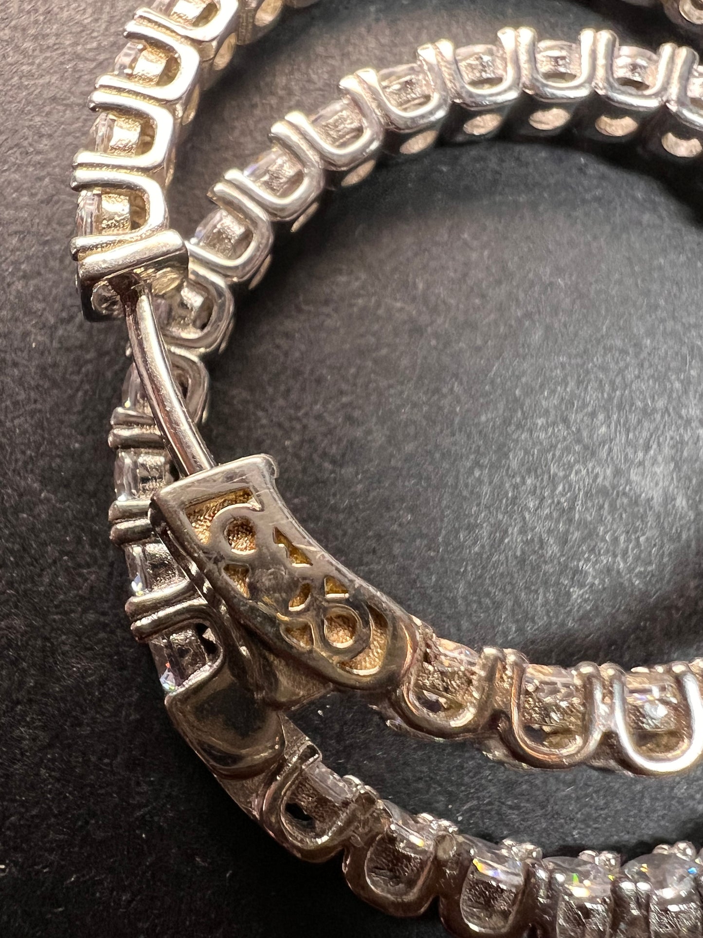 CZ inside out hoop earrings in sterling silver