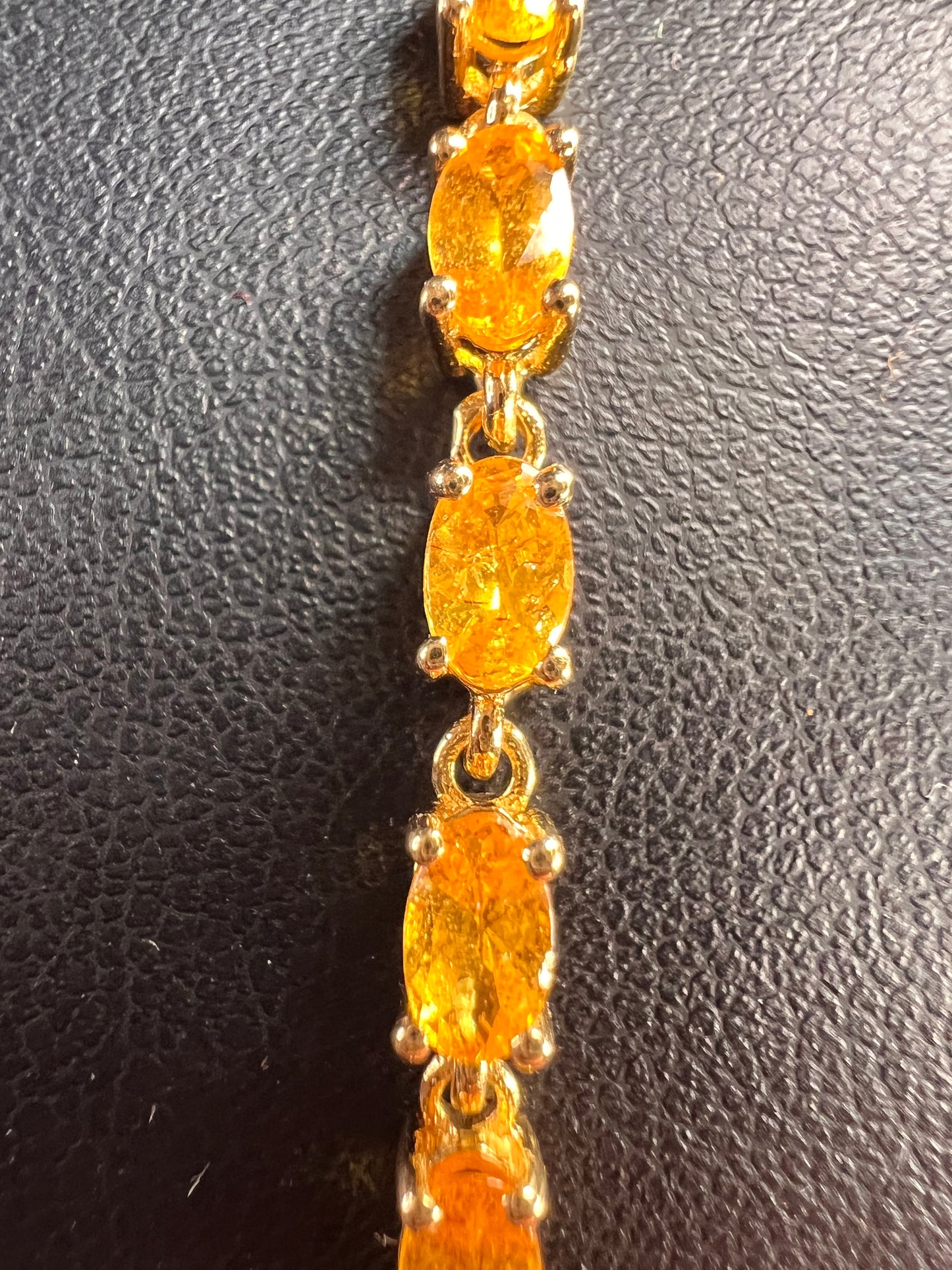 Yellow spessartine garnet tennis bracelet in gold over sterling silver