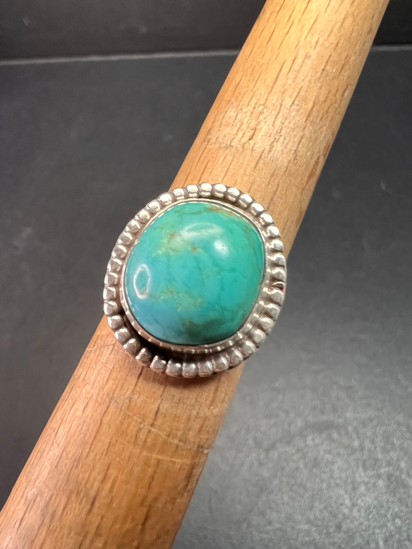 Vintage Handmade Sterling Silver Turquoise Ring – Size 6 – Southwestern Artisan Jewelry