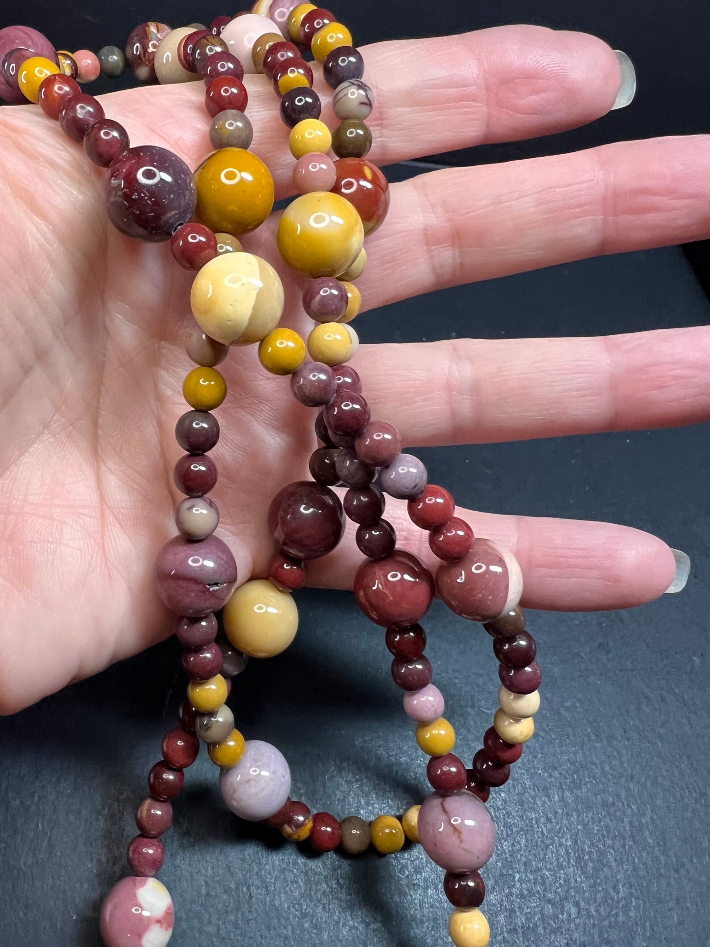 NEW Mookaite Jasper station 36 inch necklace with sterling silver clasp