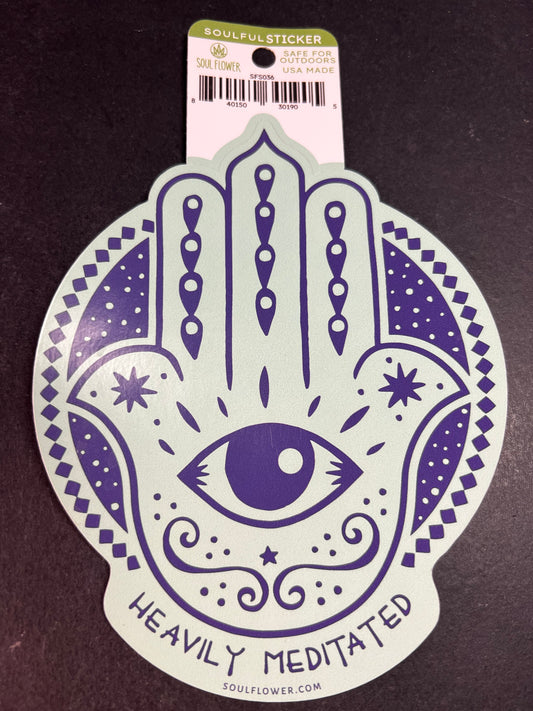 Soul Flower “Heavily Meditated” Hamsa Hand Sticker – Large Spiritual Decal