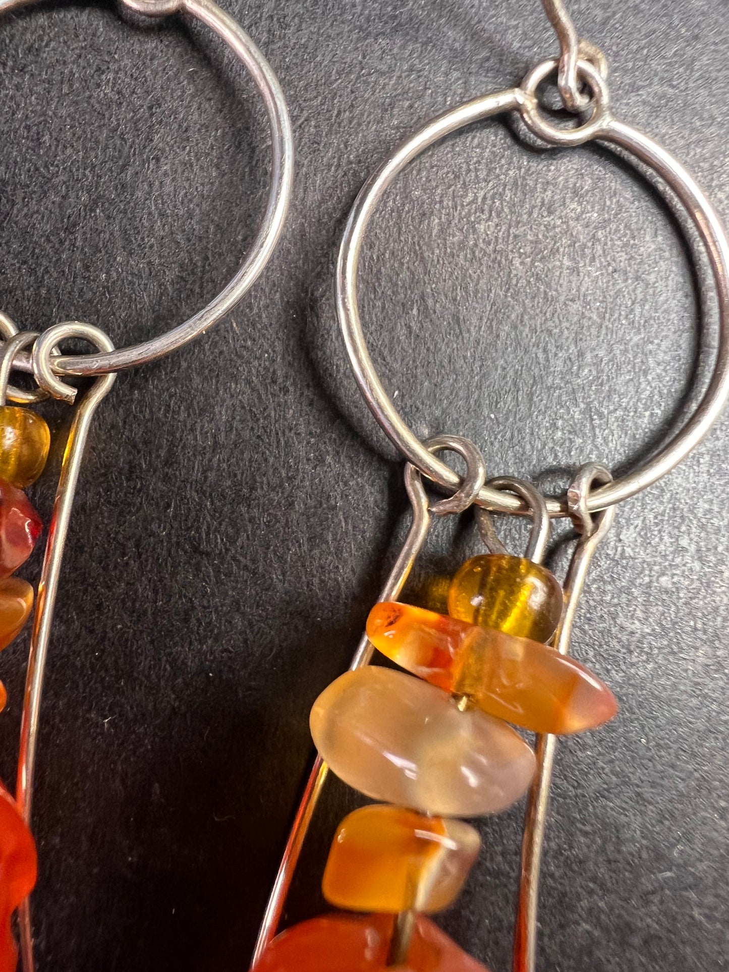 Vintage carnelian sterling silver dangle earrings
