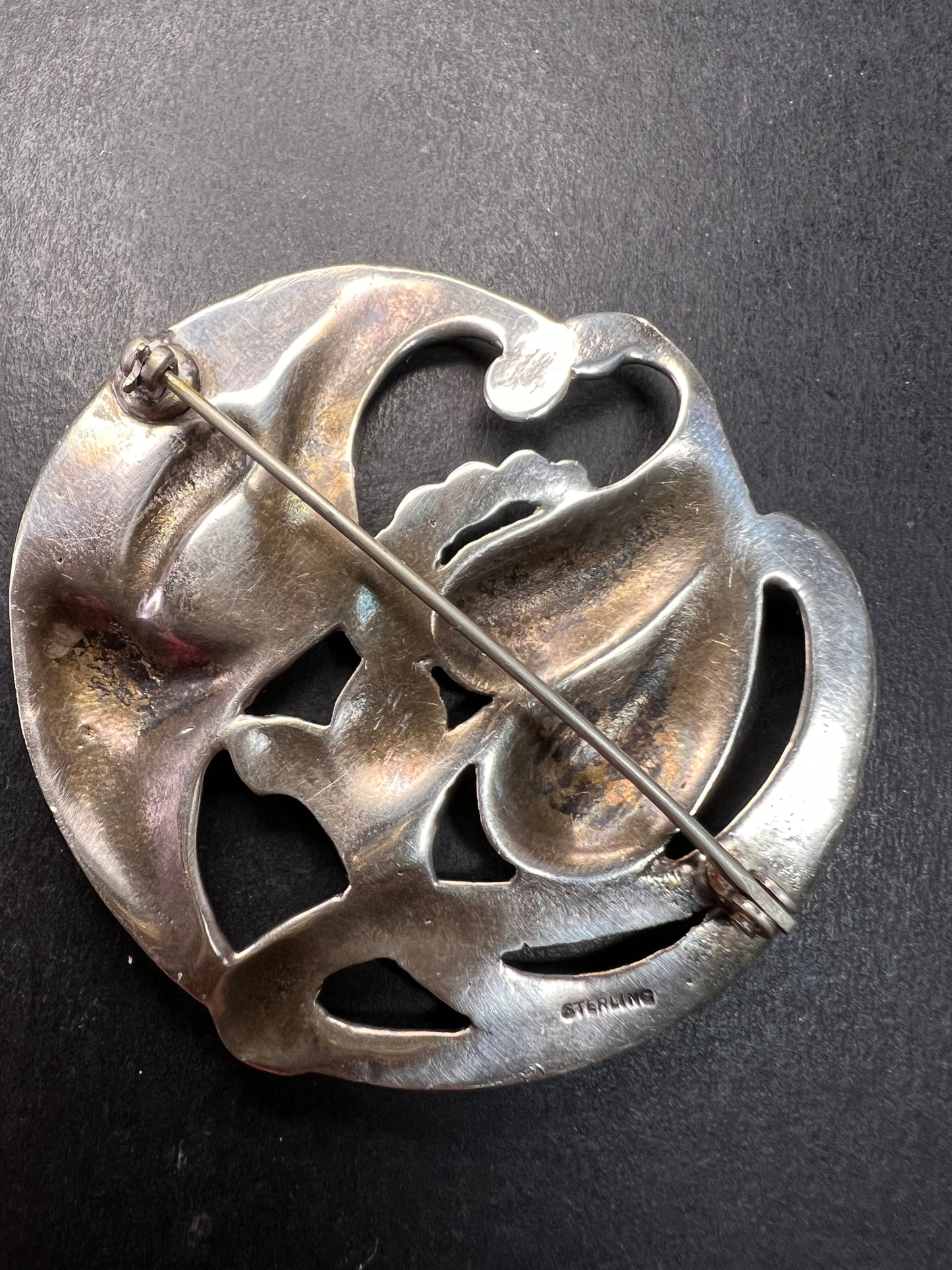 Vintage 1940s VIKING CRAFT Sterling Silver CALLA LILLY BROOCH