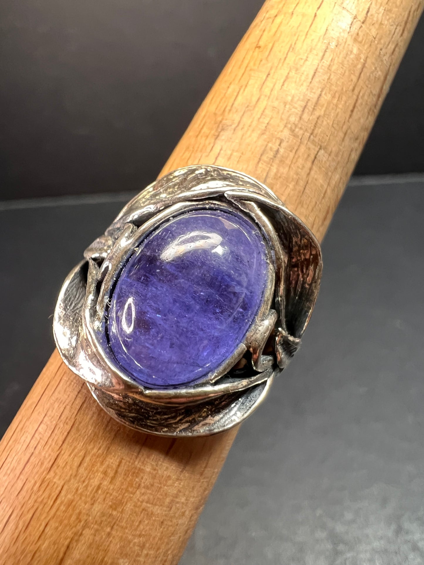Tanzanite sterling silver artisan ring size 9