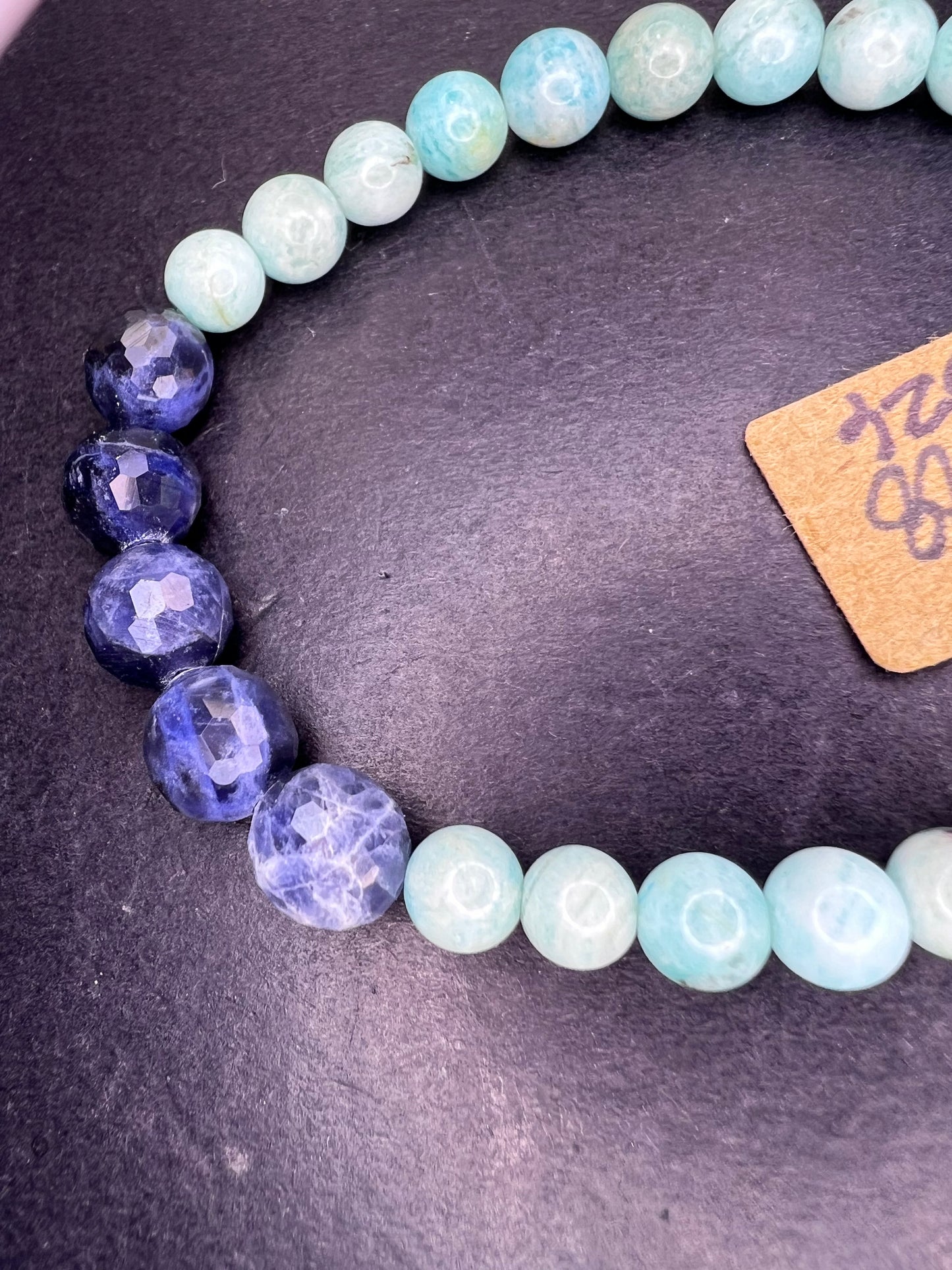 Amazonite and sodalite stretch bracelet 7 inch