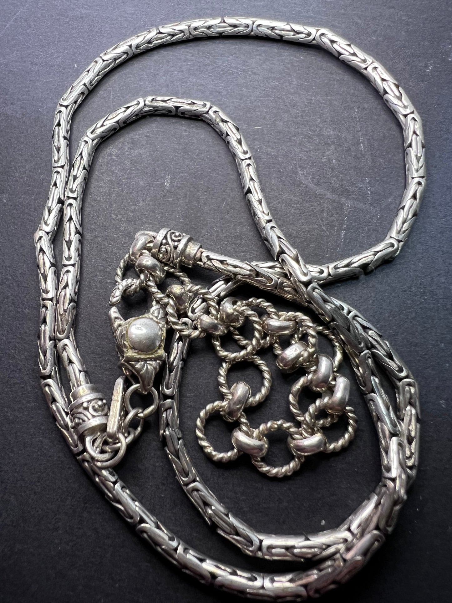 SARDA Bali Sterling silver Byzantine chain necklace with link extender