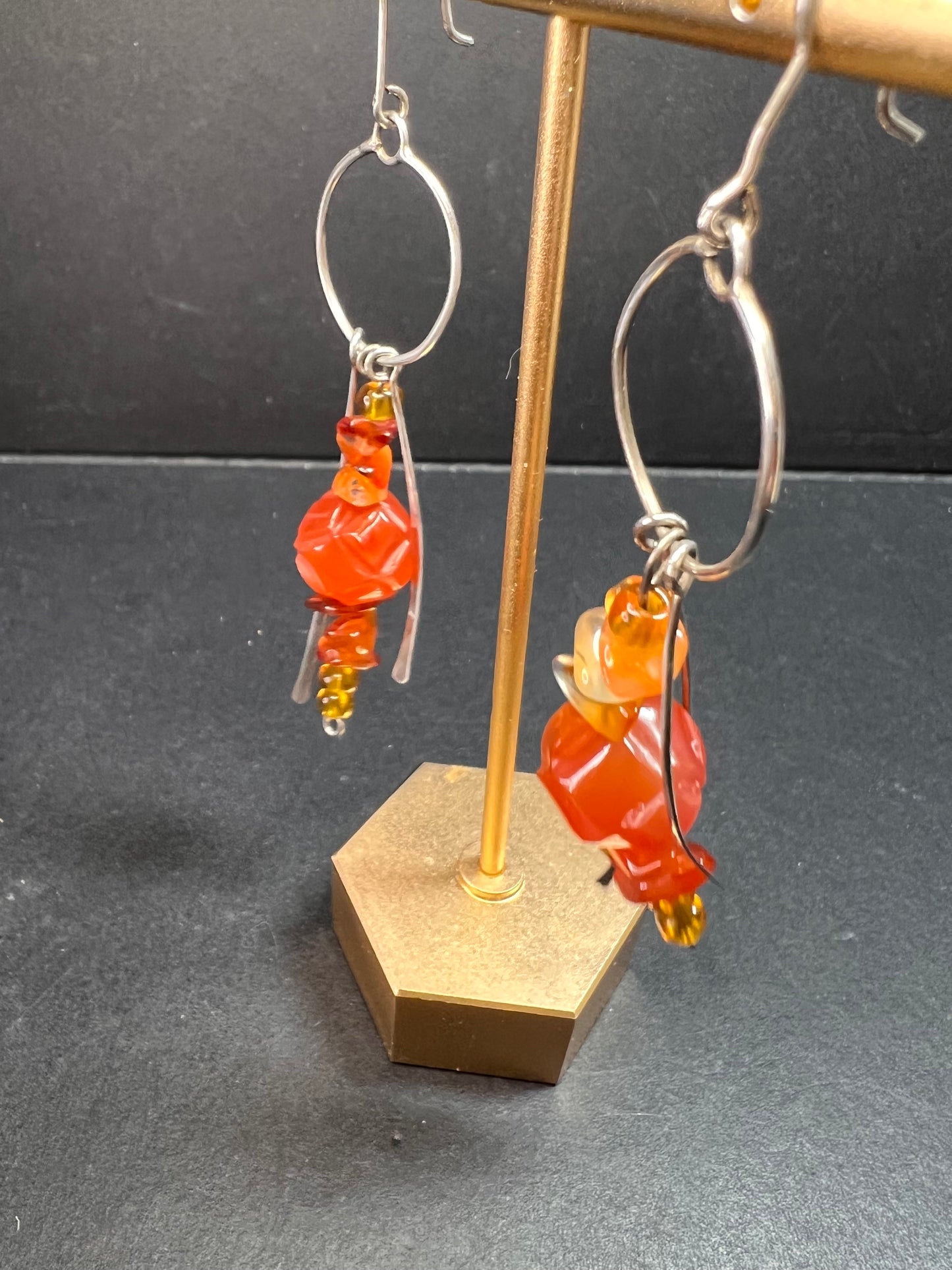 Vintage carnelian sterling silver dangle earrings