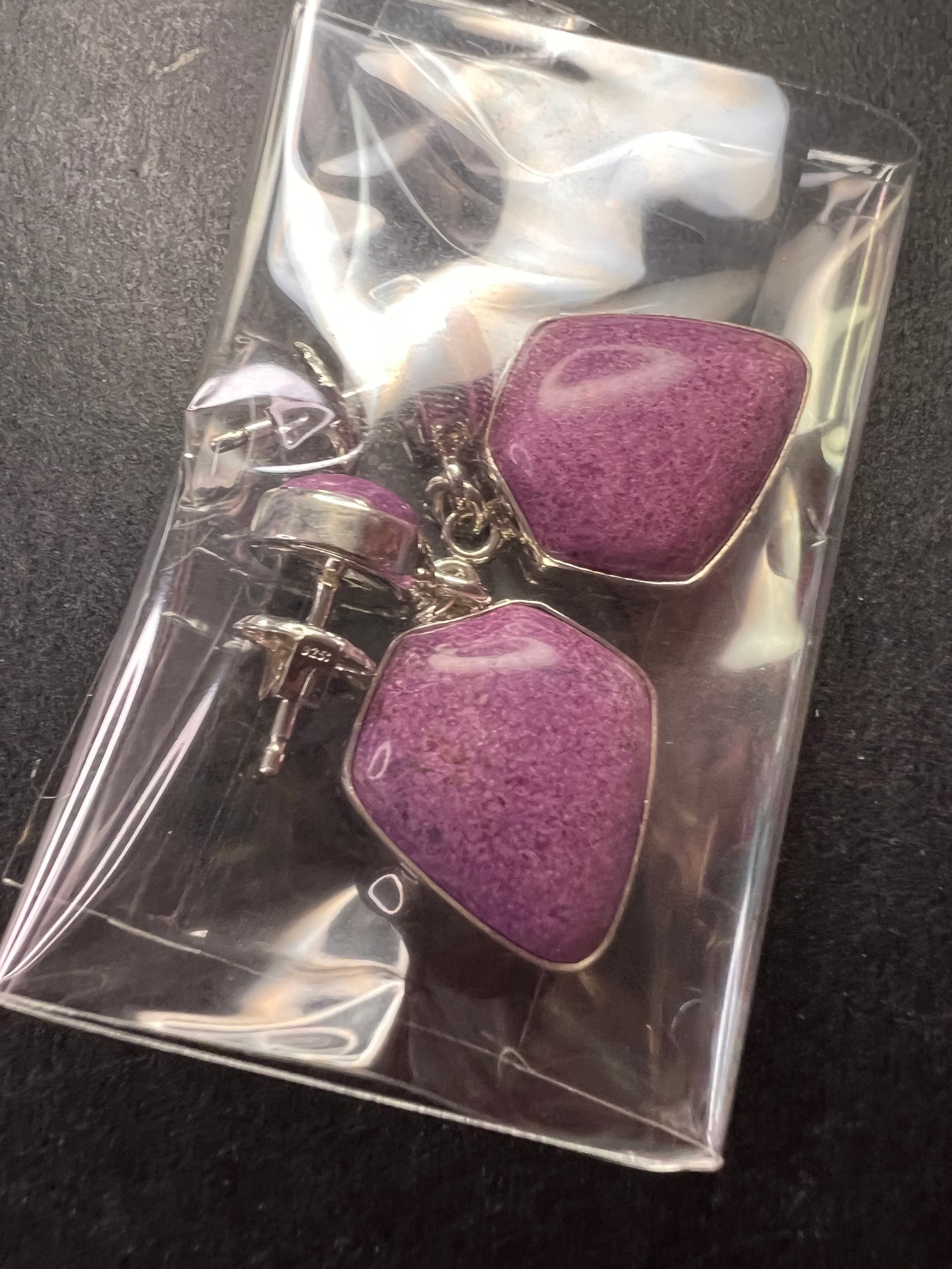 NEW Jay King stichtite sterling silver earrings