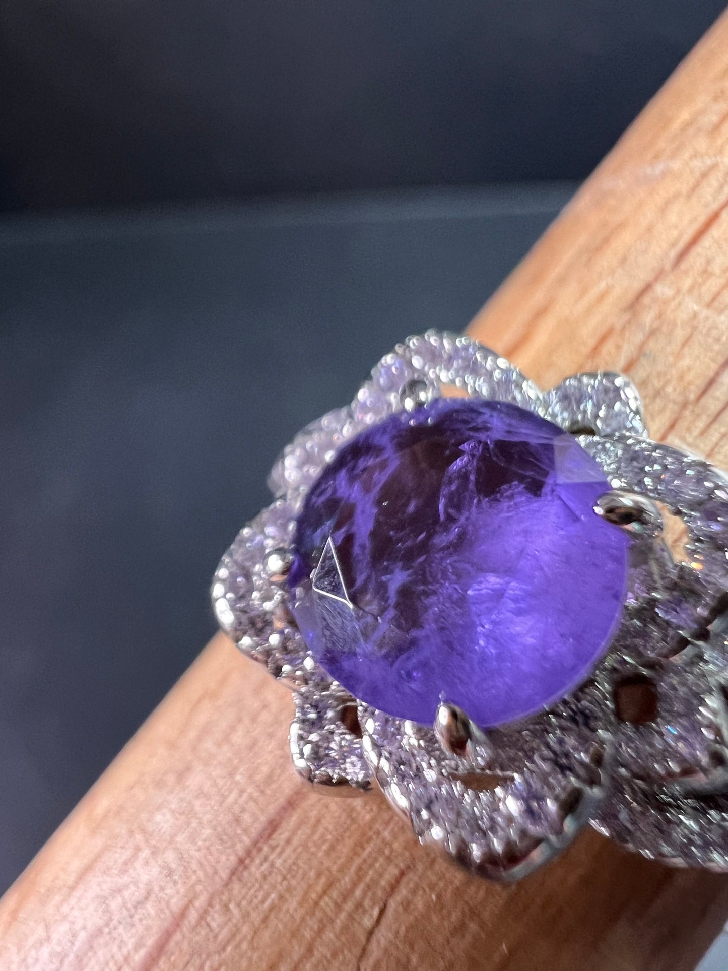 New Bomb Party Sterling Silver Lavender Simulated Amethyst Dinner Ring Sz 9