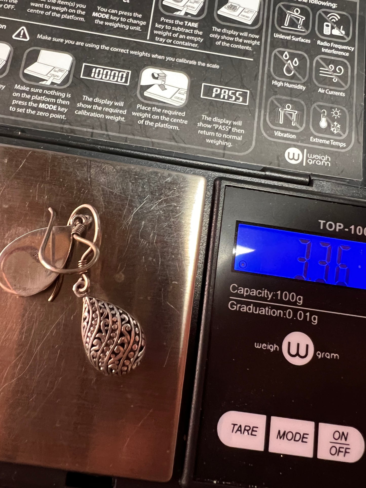 Bali style sterling silver dangle earrings