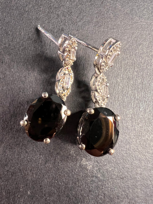Elite Shungite gemstone sterling silver earrings
