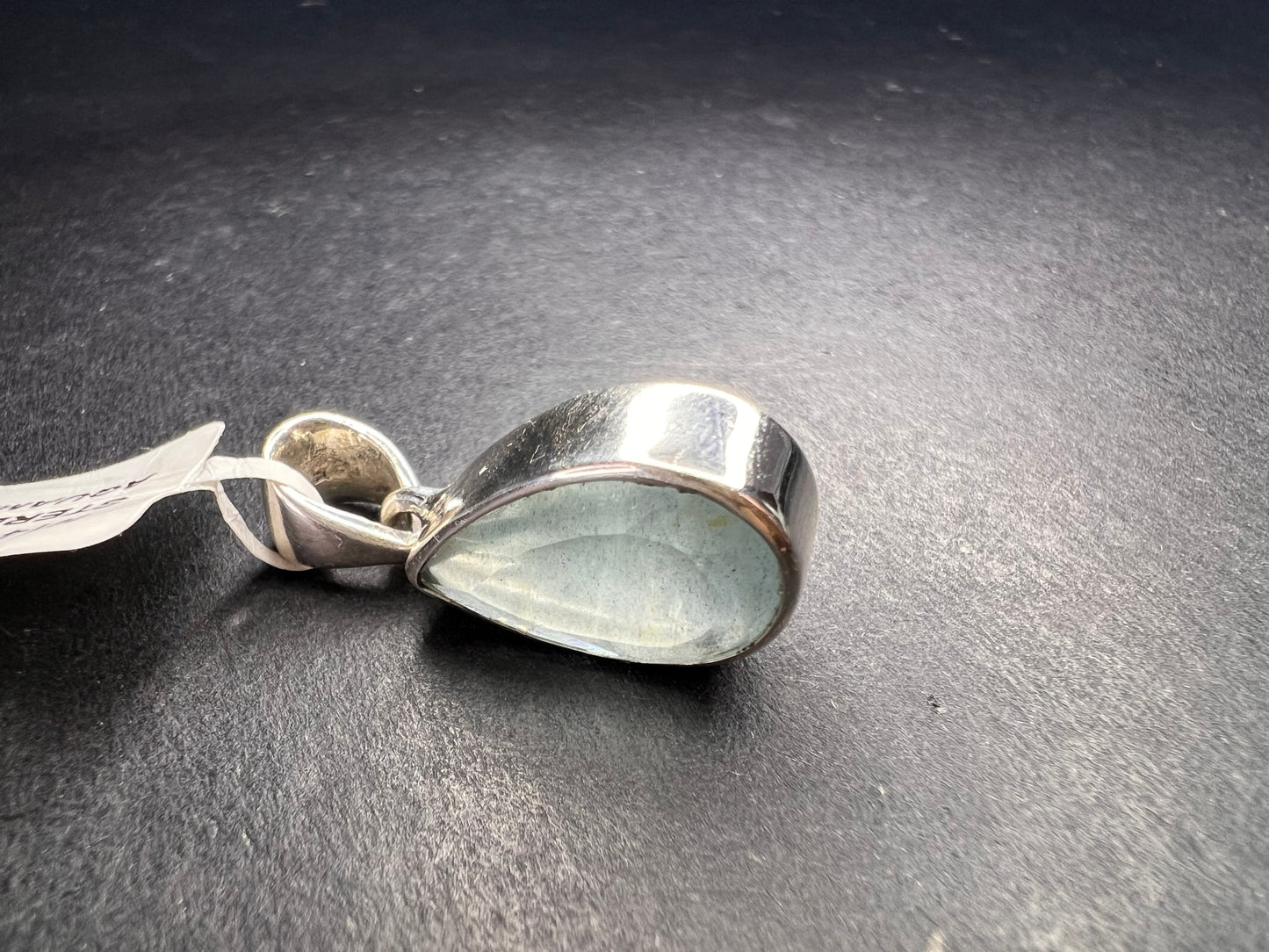 NEW Aquamarine sterling silver teardrop pendant