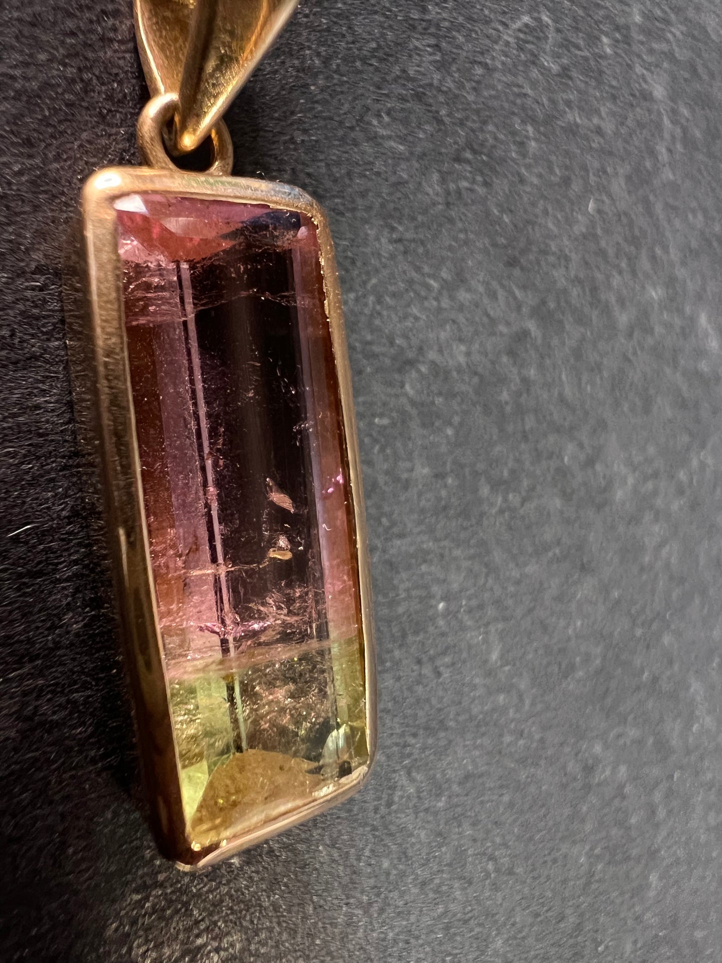 Vintage 14k gold watermelon tourmaline pendant
