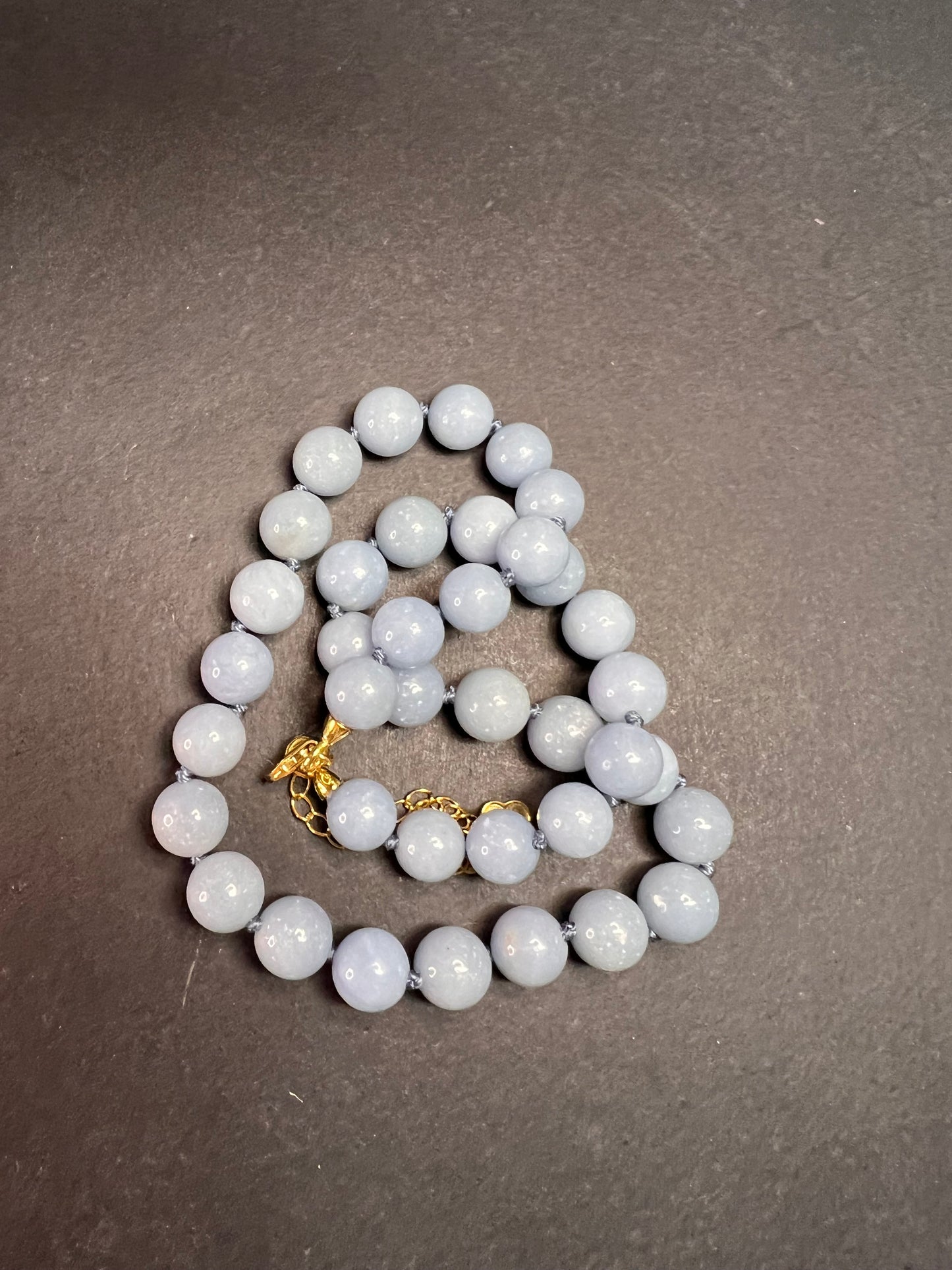 NEW Angelite beaded 18-20 inch necklace with vermeil yellow gold clasp