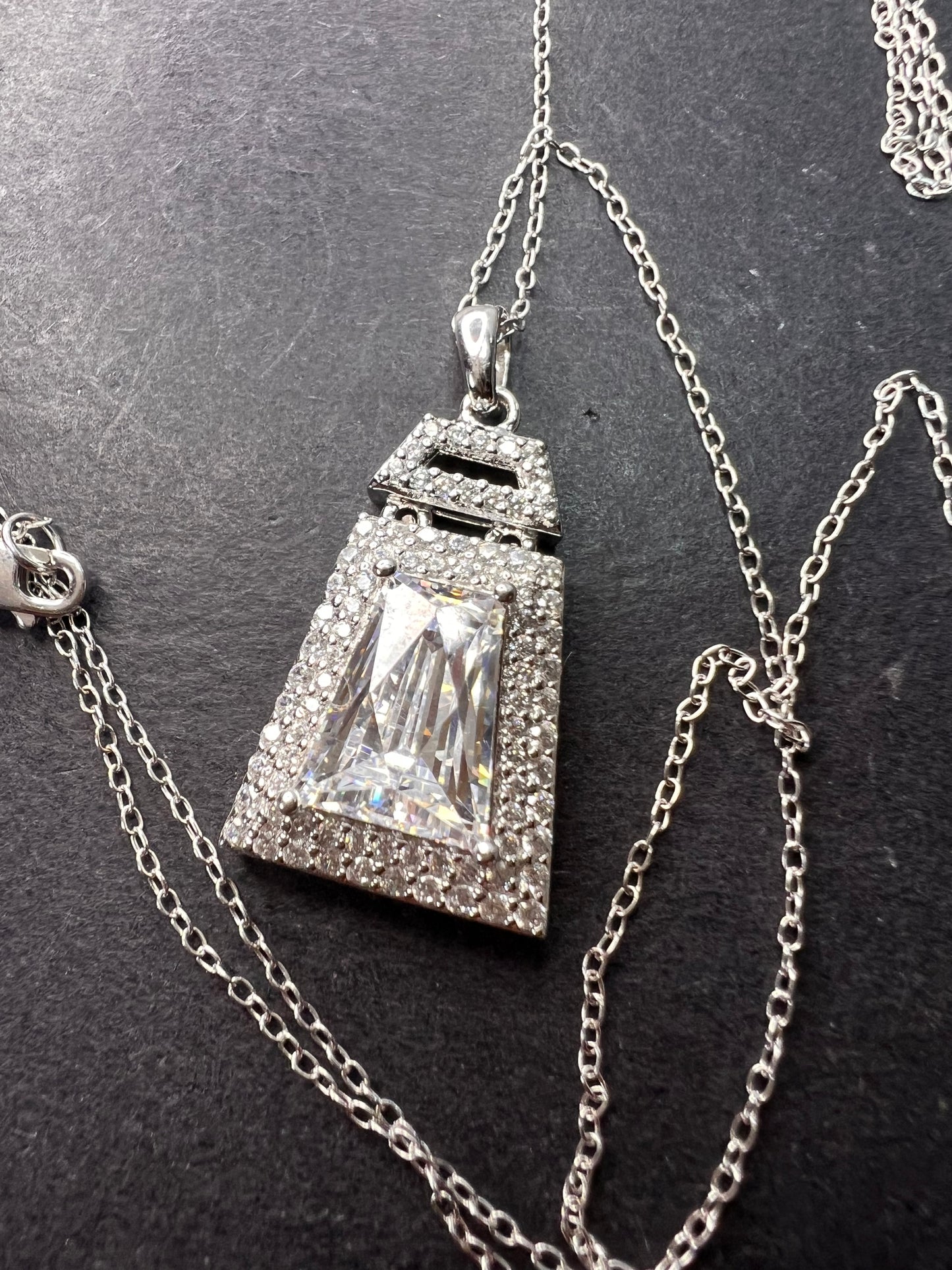 Tycoon CZ sterling silver pendant and chain necklace