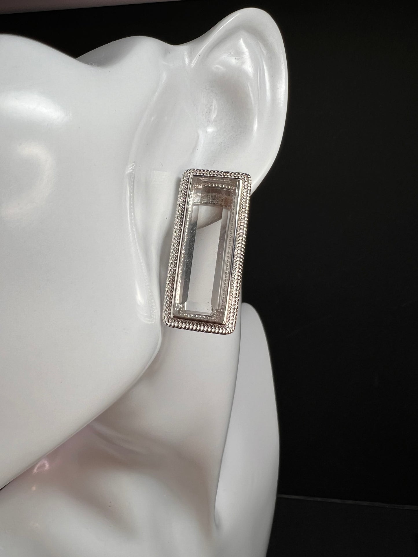 NEW clear quartz gemstone sterling silver earrings