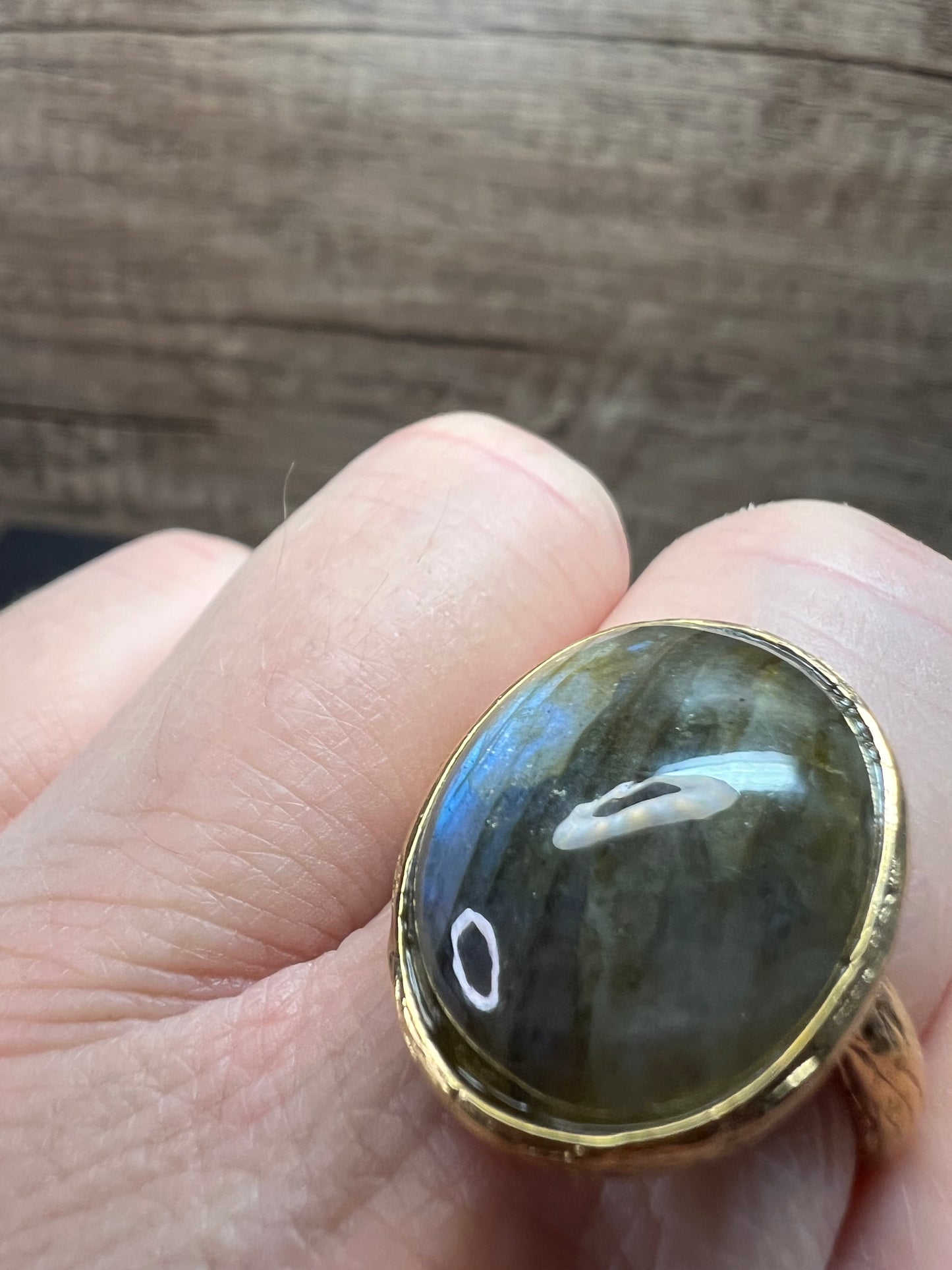 SIG Labradorite size 9 ring in gold tone