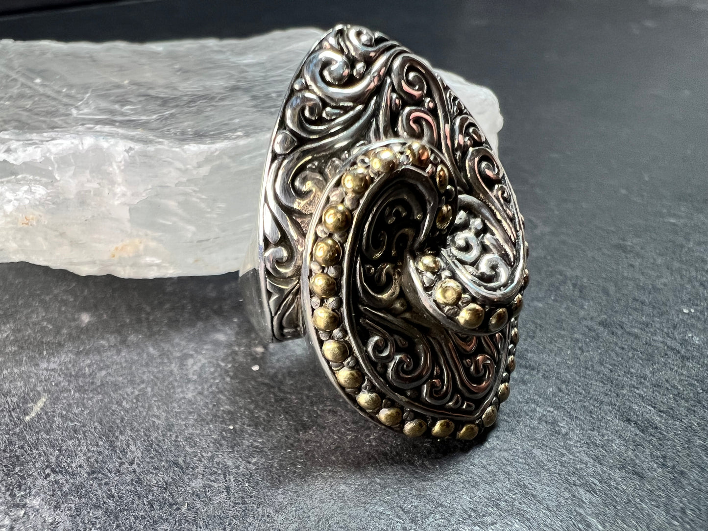 Samuel B Bali Sterling Silver Ring w 18K Gold Accents Size 6