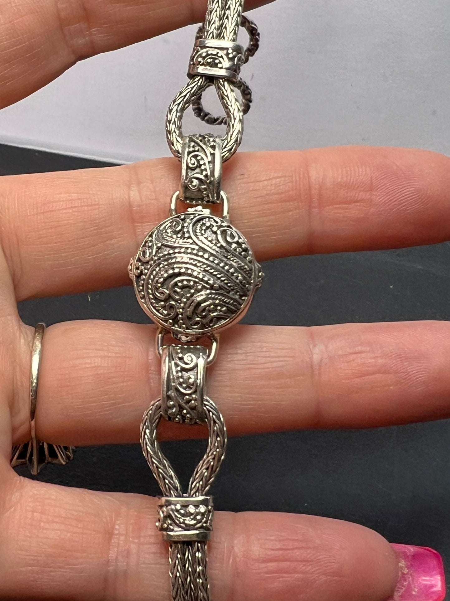 Sarda designer Sterling Silver Filigree Toggle Bracelet