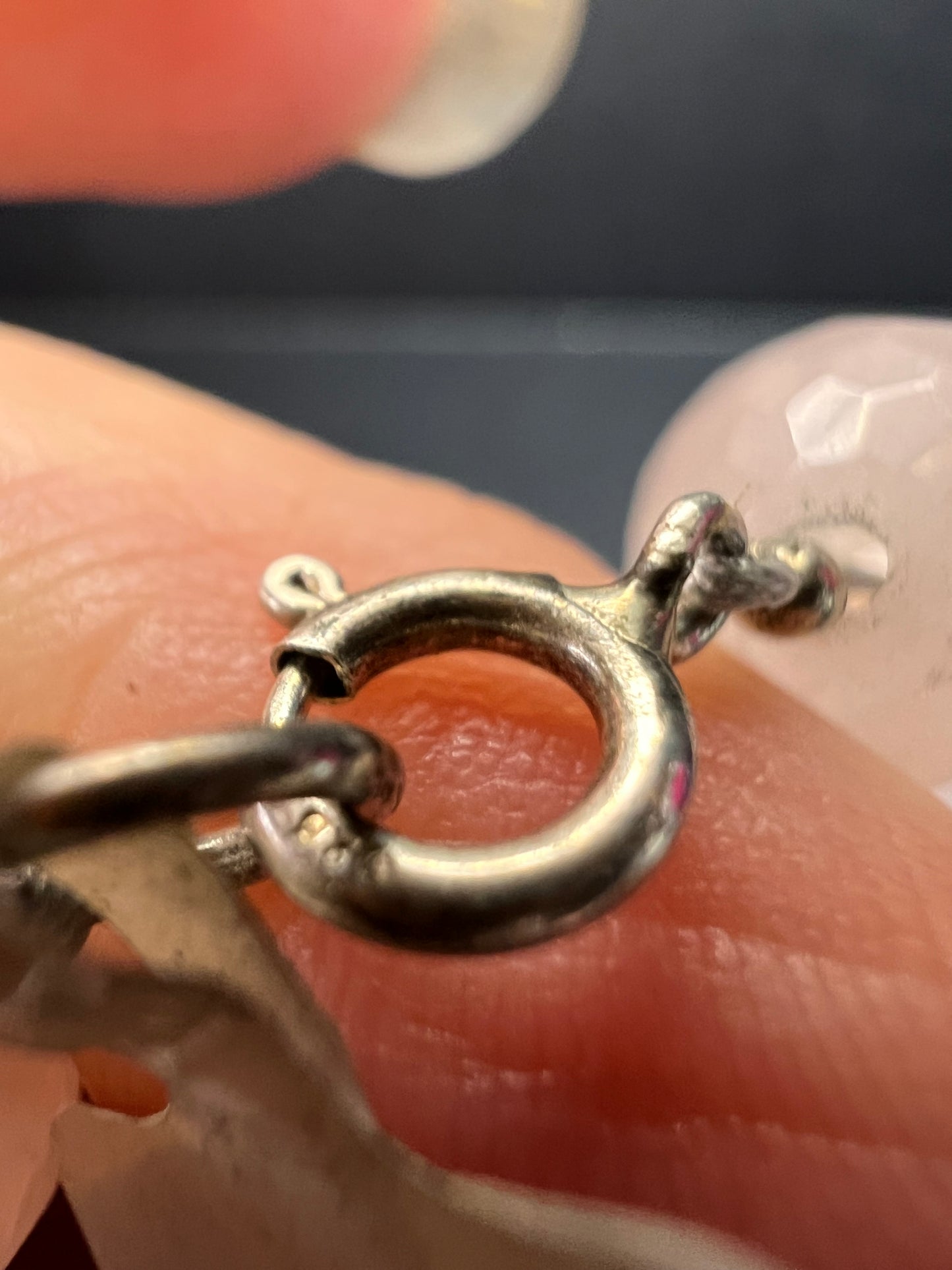 NEW rose quartz and pearl sterling silver necklace