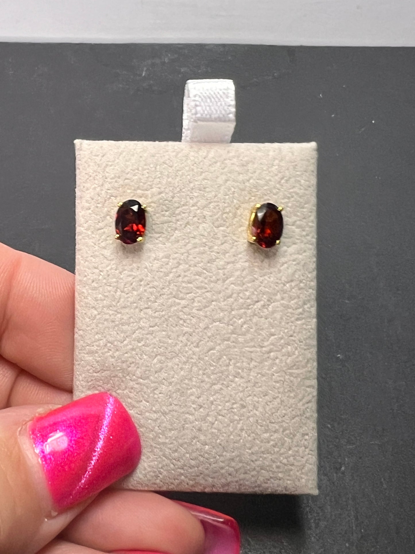 Mozambique garnet stud earrings in 14k yellow gold over sterling silver 2.0 ctw