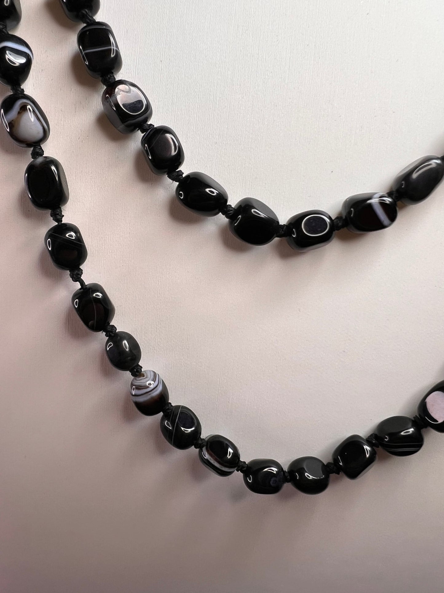 NEW Botswana agate 44 inch necklace with sterling silver clasp