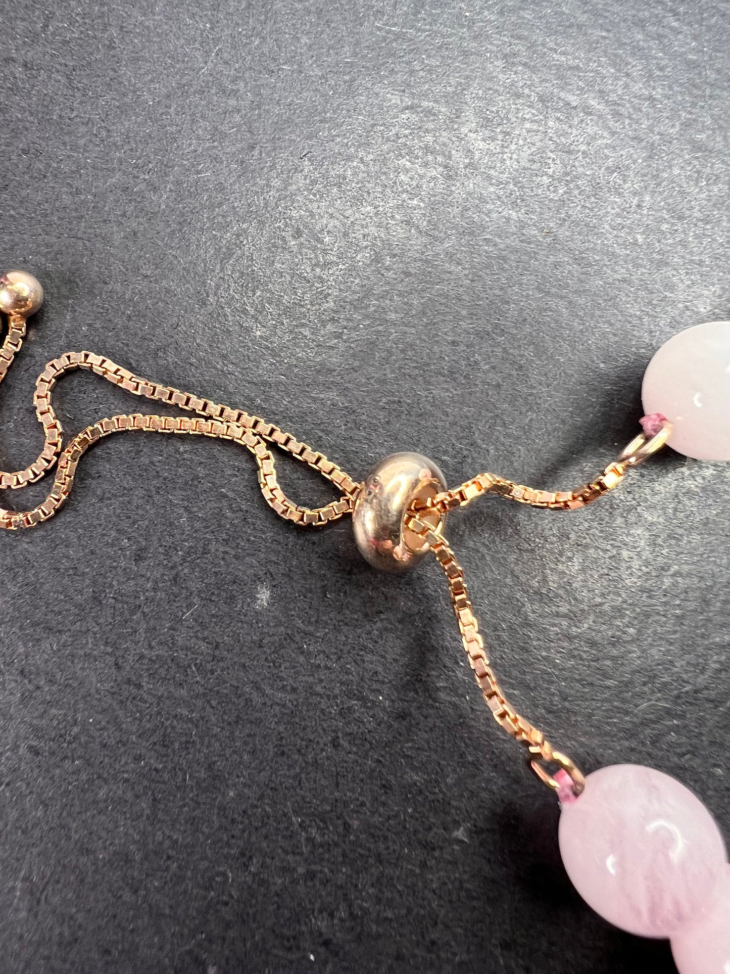 Morganite bolo bracelet in rose gold over sterling silver