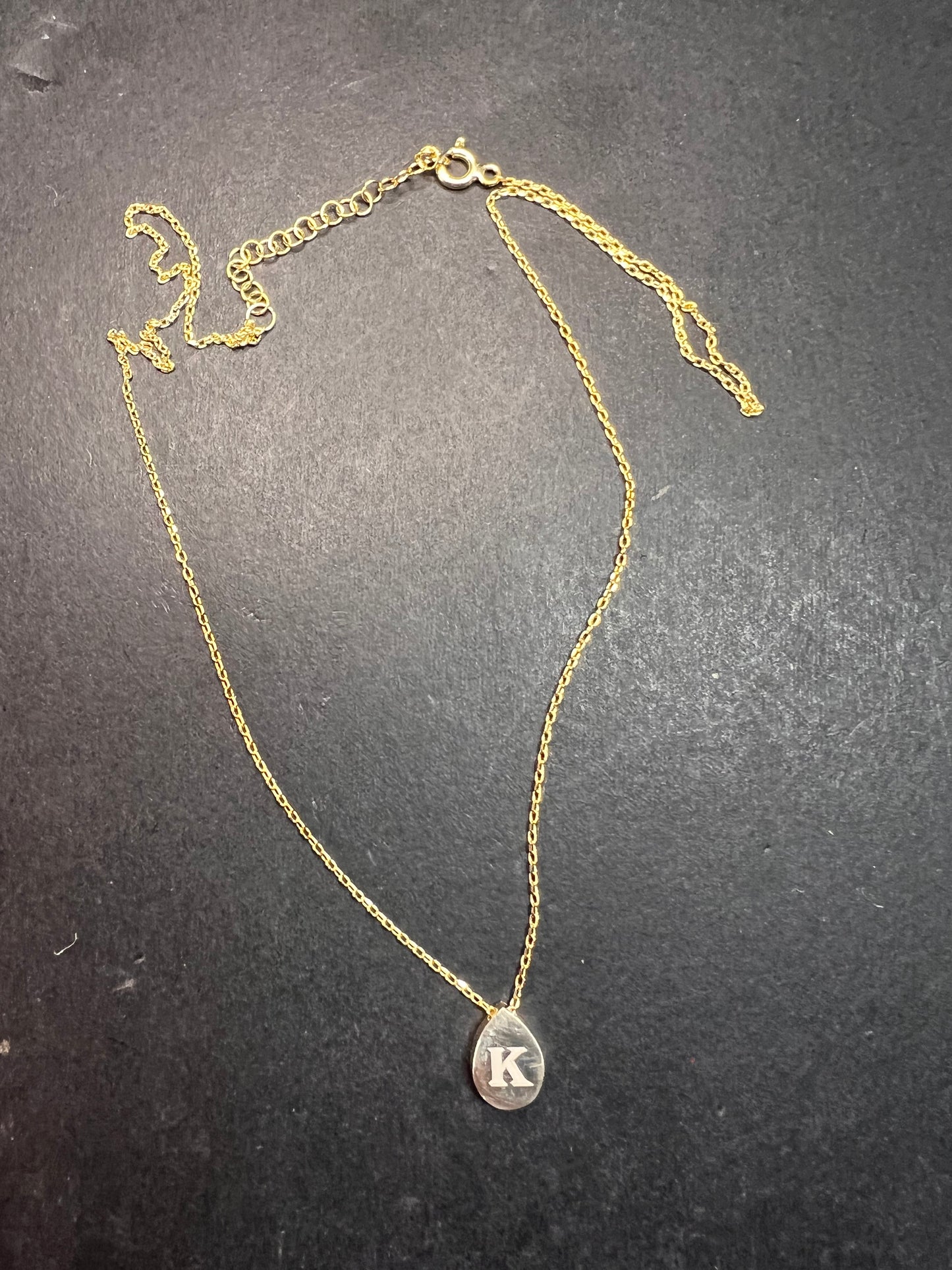 NEW sterling silver initial K pendant and chain 16 inch necklace