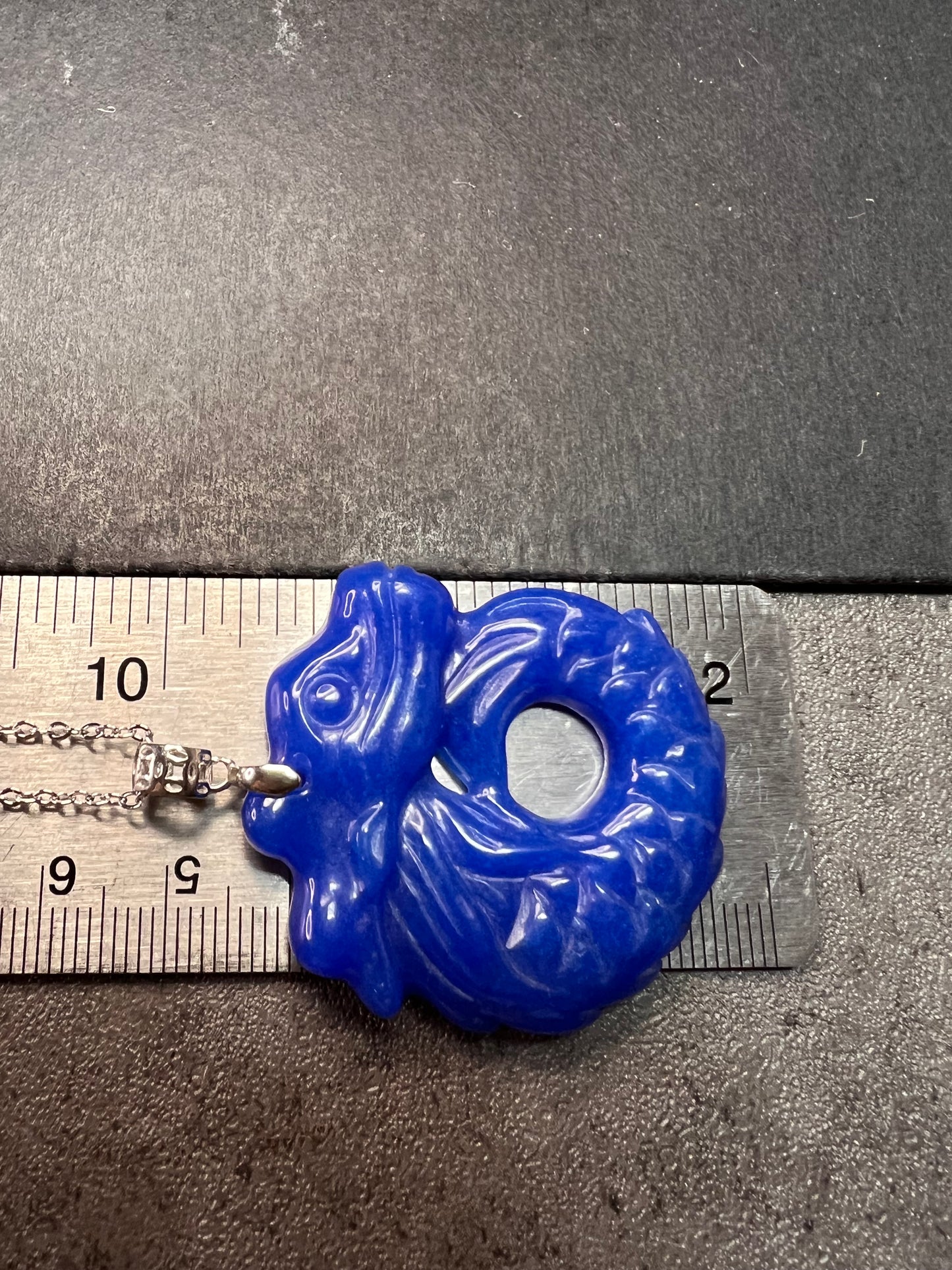 NEW Blue Jade dragon sterling silver pendant and chain