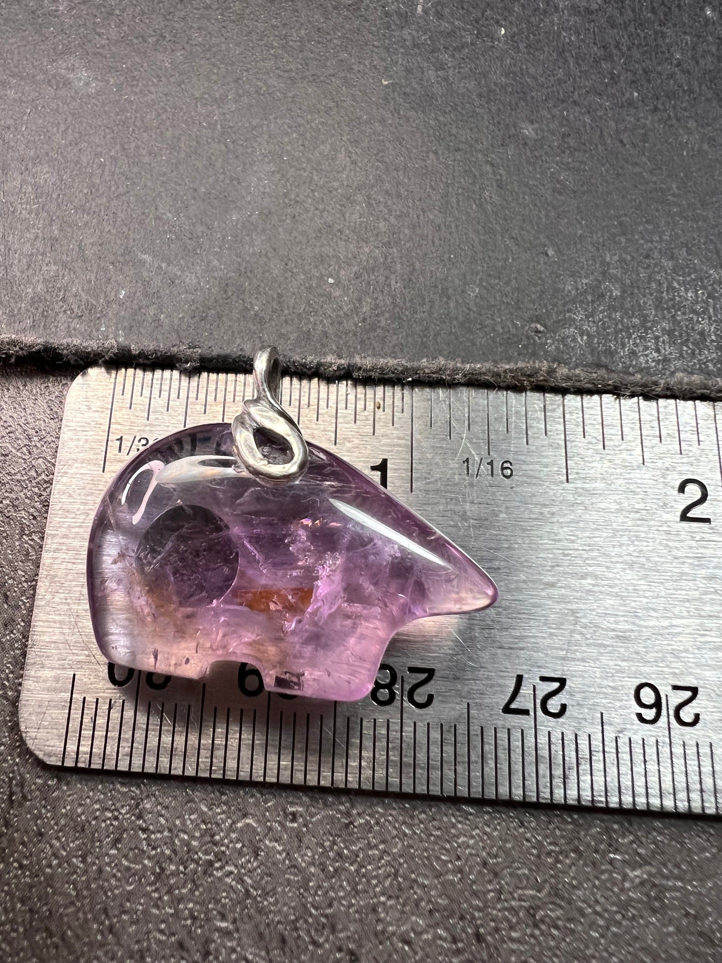 Vintage Sterling Silver Natural Amethyst Bear Pendant 7.16g