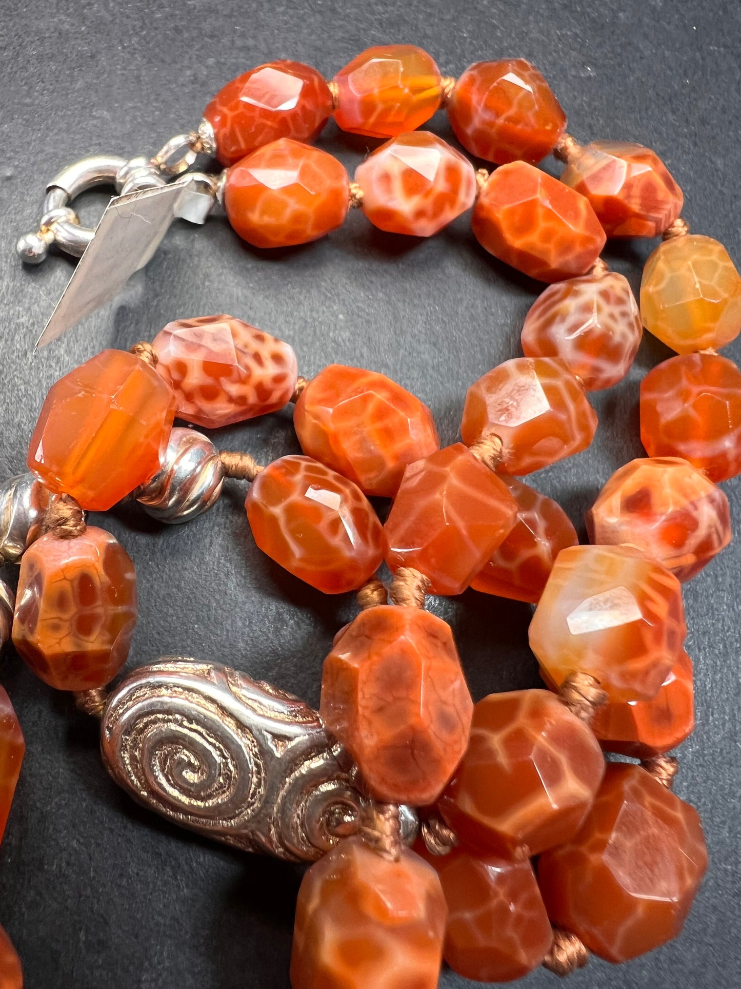 NEW fire agate Sterling silver necklace
