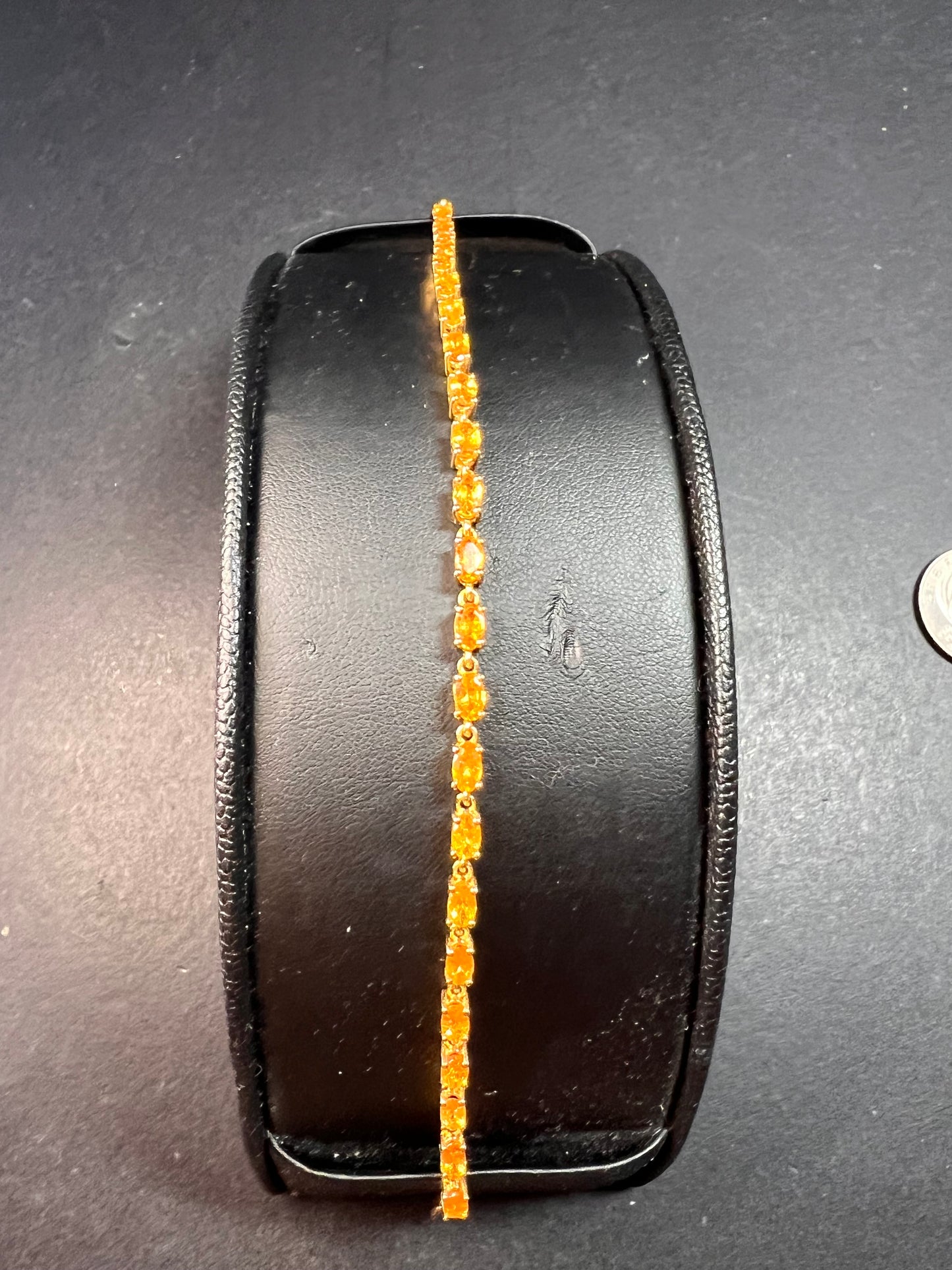 Yellow spessartine garnet tennis bracelet in gold over sterling silver