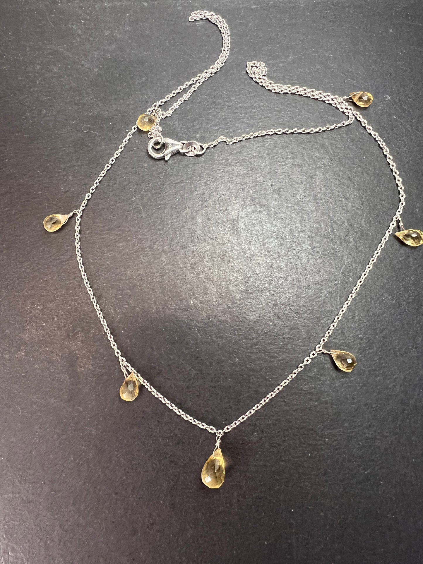 Brazilian citrine 20 inch station necklace in sterling silver *NEW*