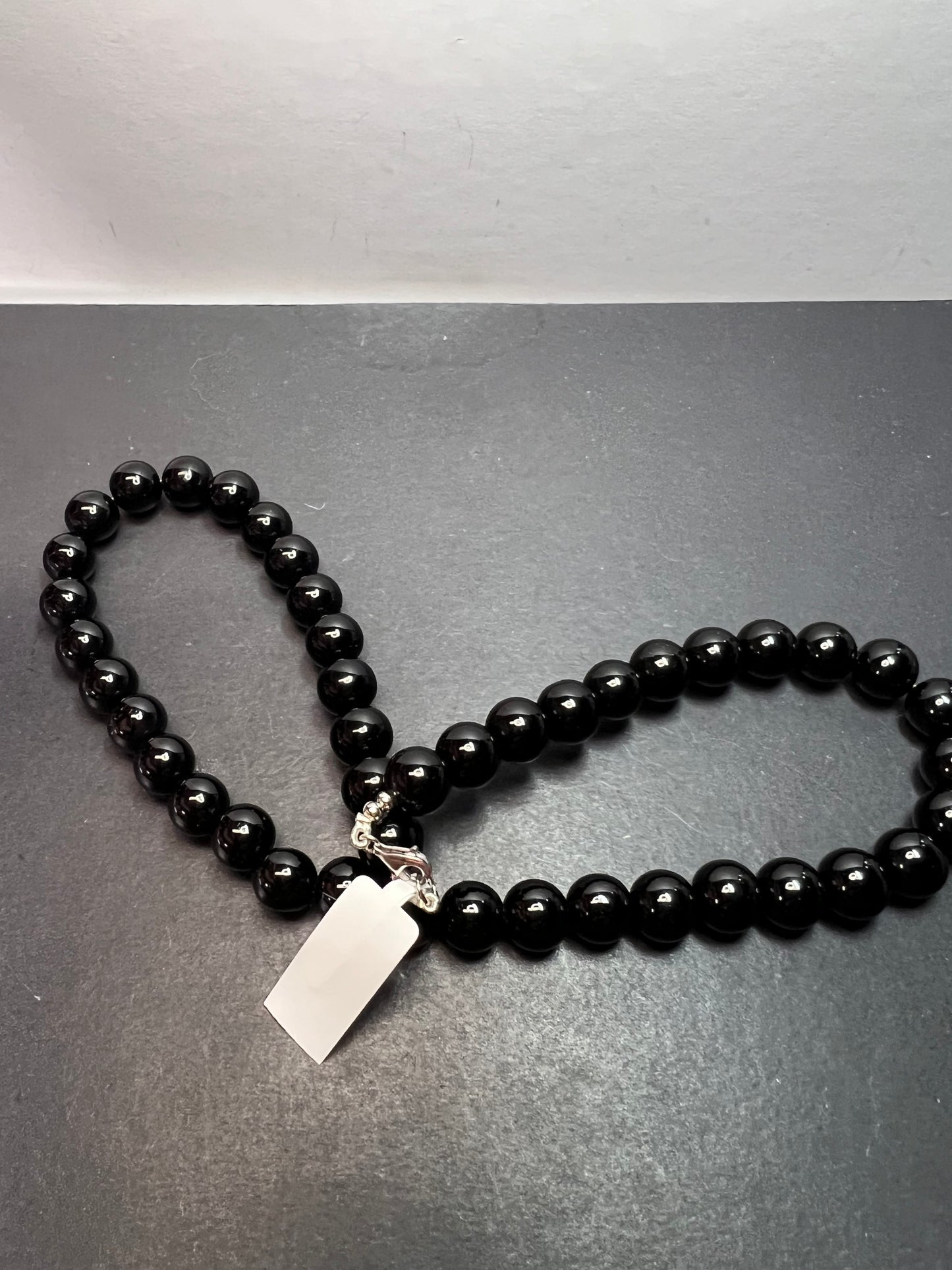 10mm Black Onyx necklace with sterling silver clasp *NEW*