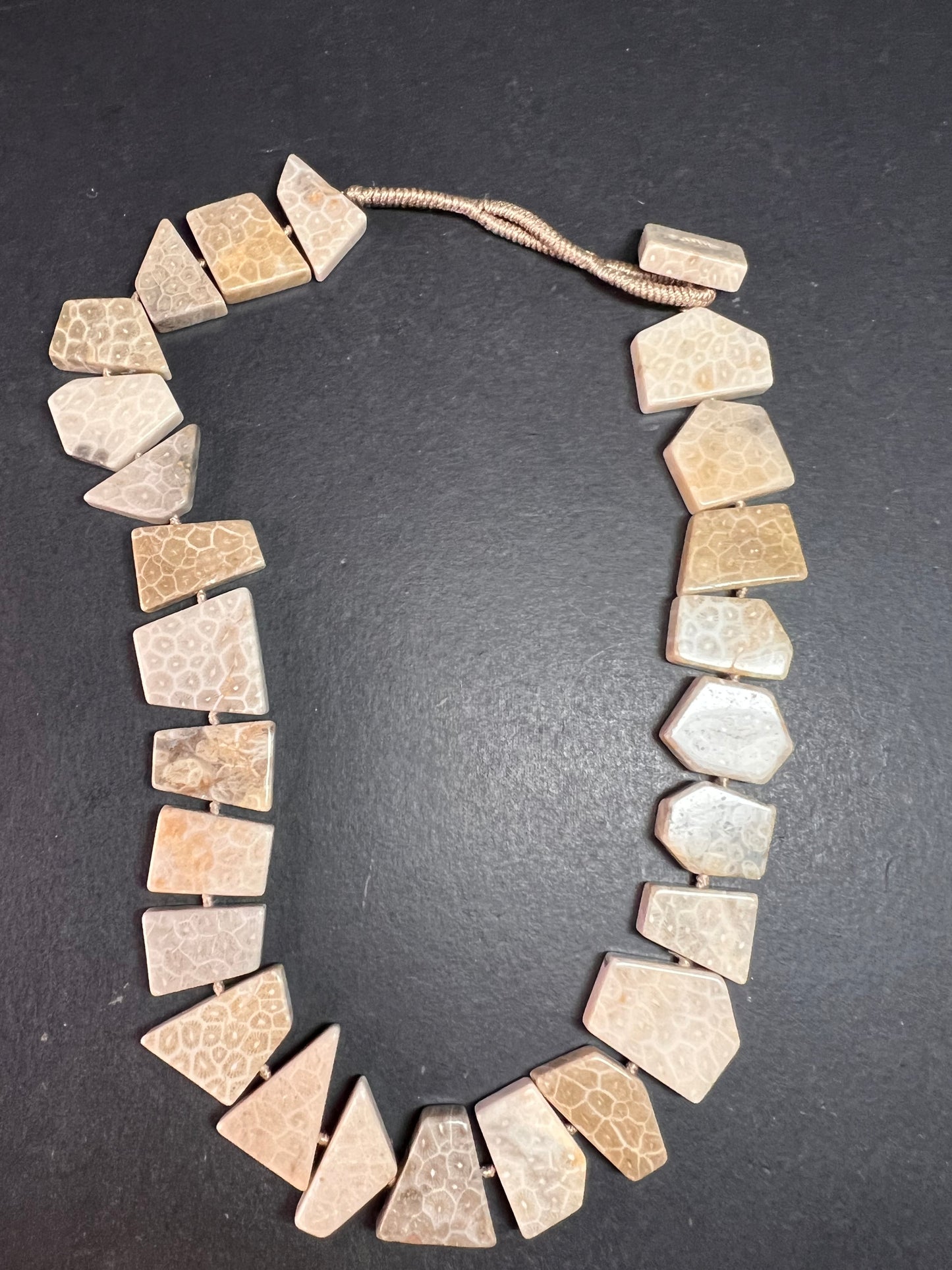 NEW fossil coral knotted necklace