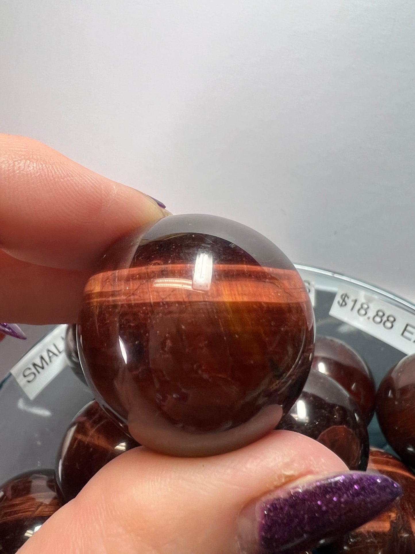 Red tigers eye sphere