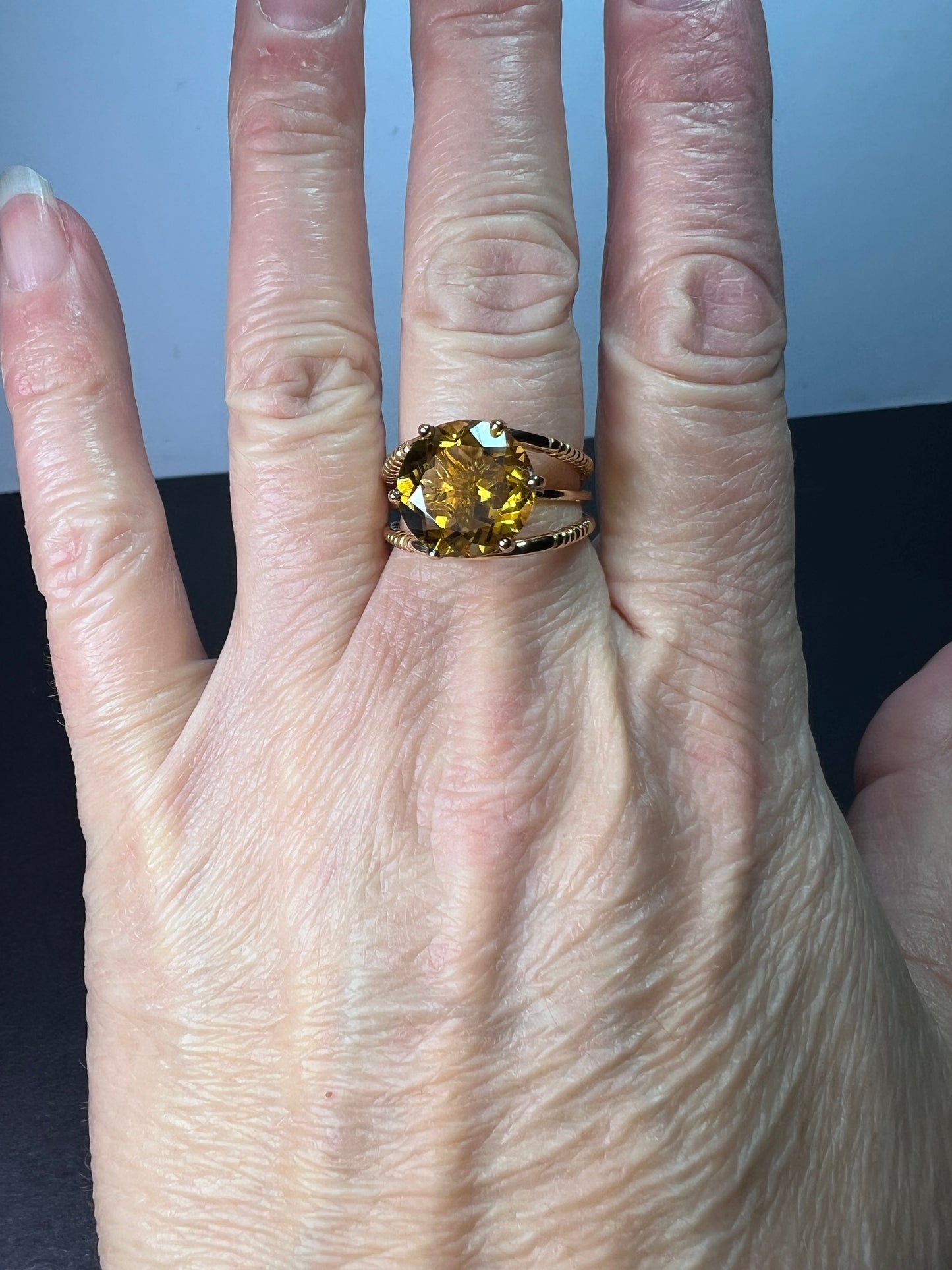 Golden spinel vermeil ring size 9