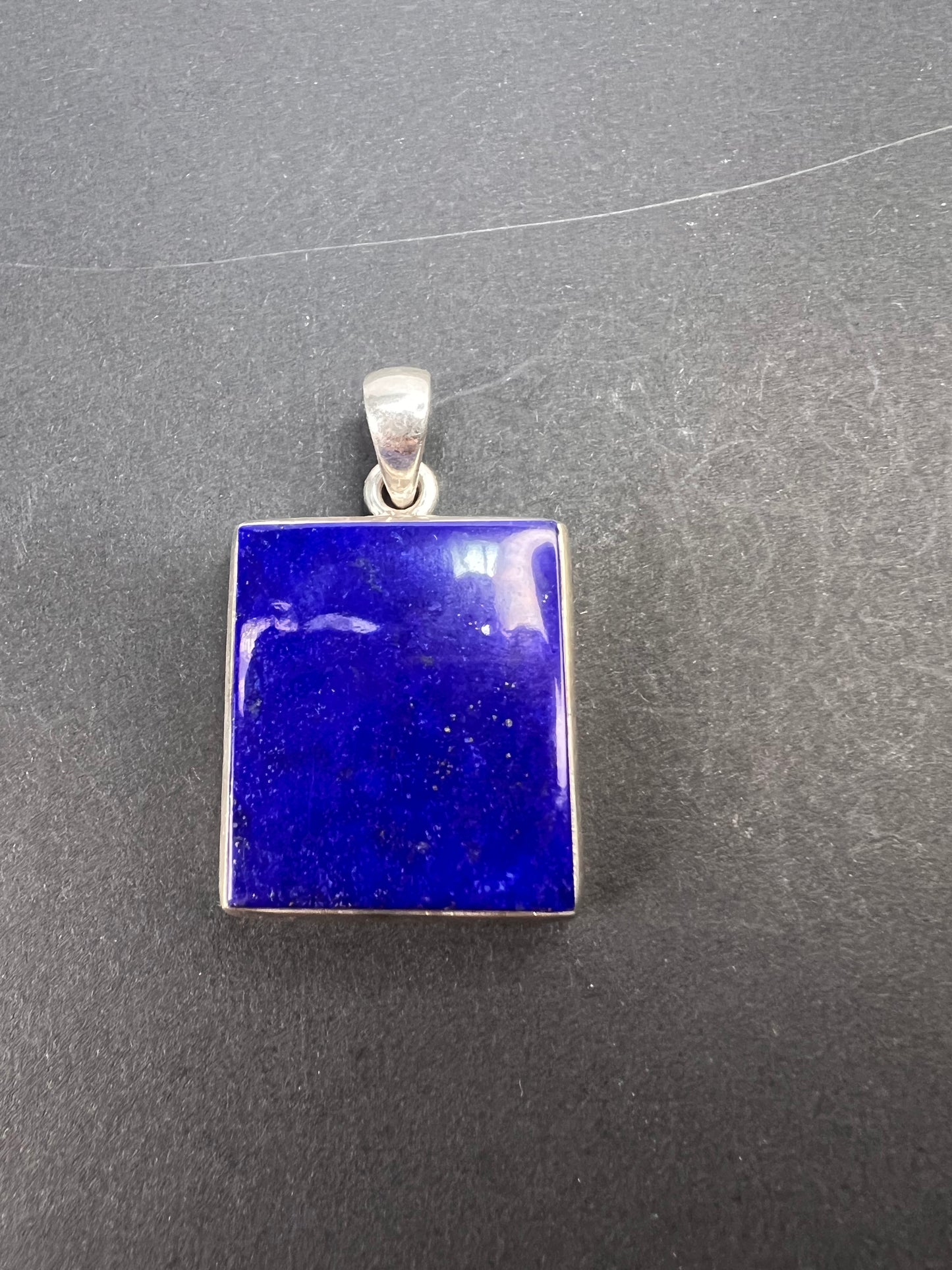 NEW lapis lazuli sterling silver square pendant