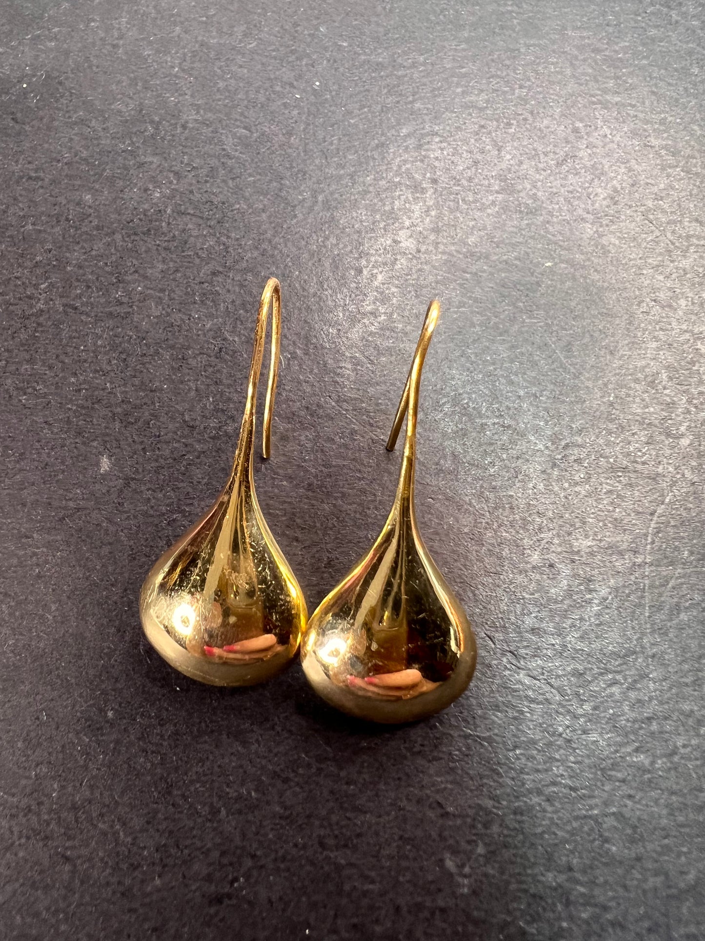 Yellow gold over sterling silver teardrop earrings