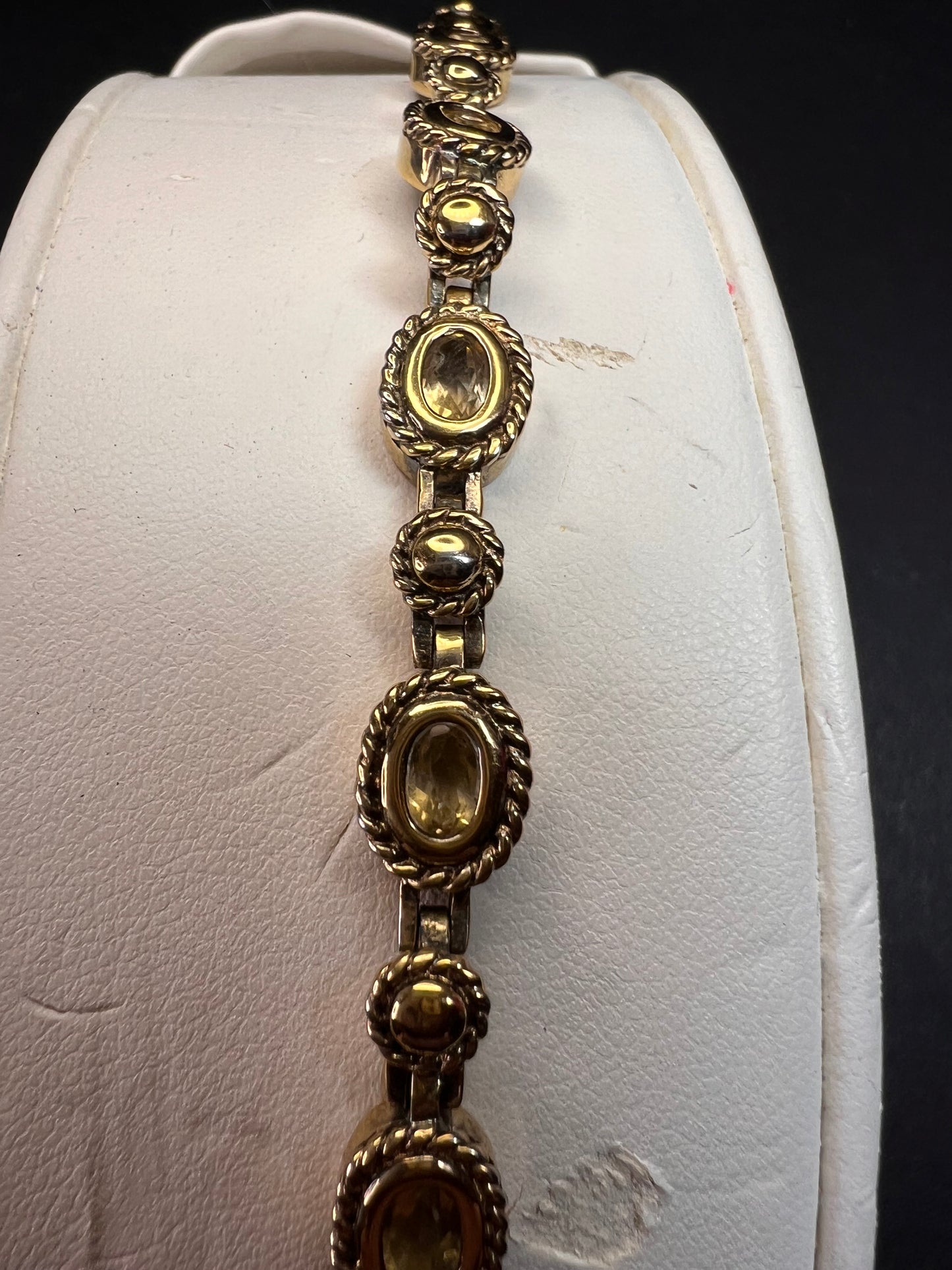 Vintage citrine tennis bracelet in yellow gold over sterling silver