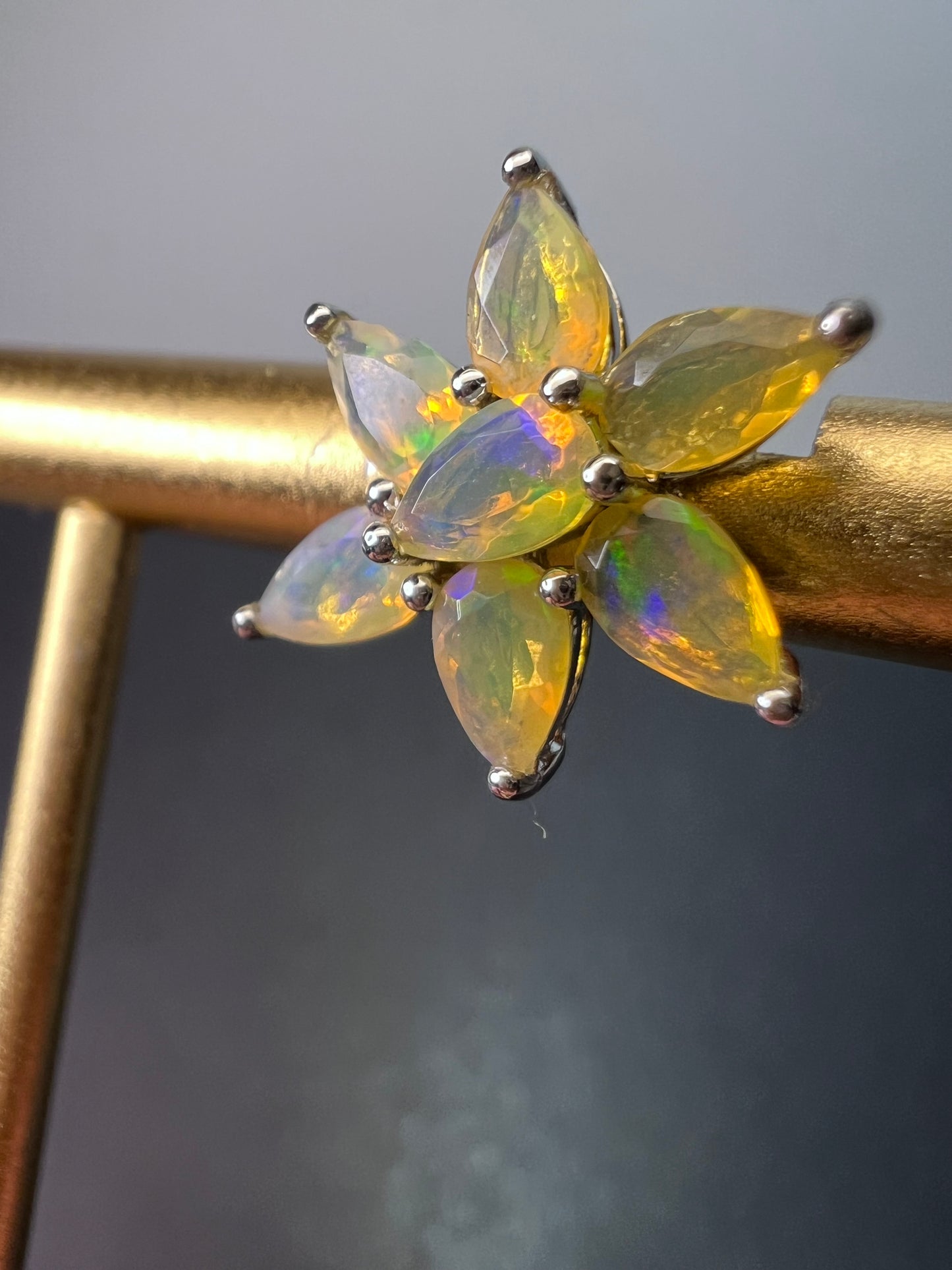 Ethiopian welo opal flower stud earrings