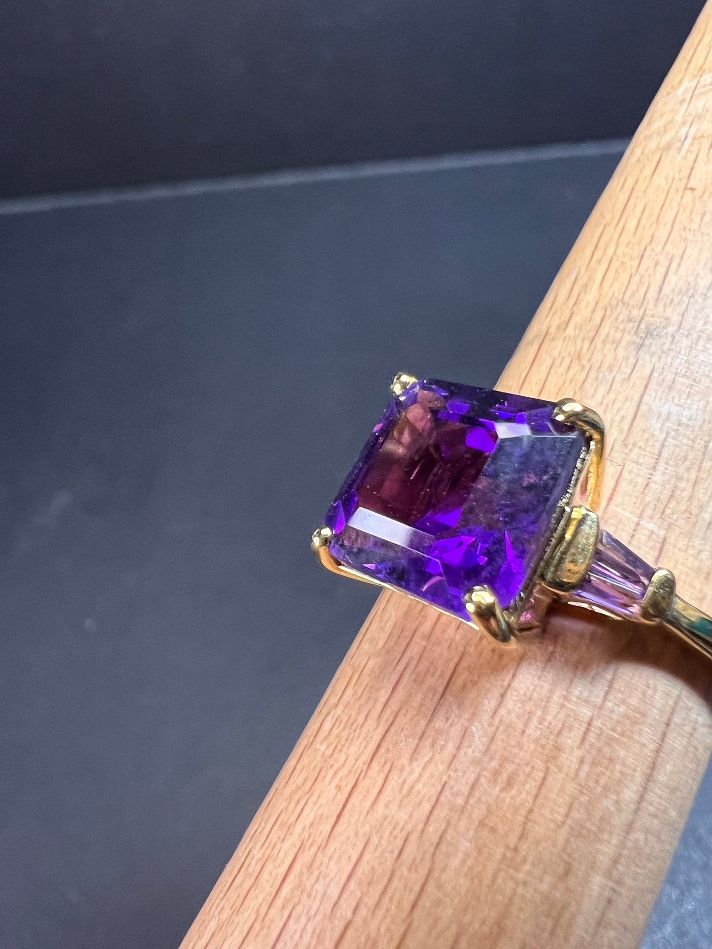 NEW African amethyst ring in vermeil yellow gold size 9