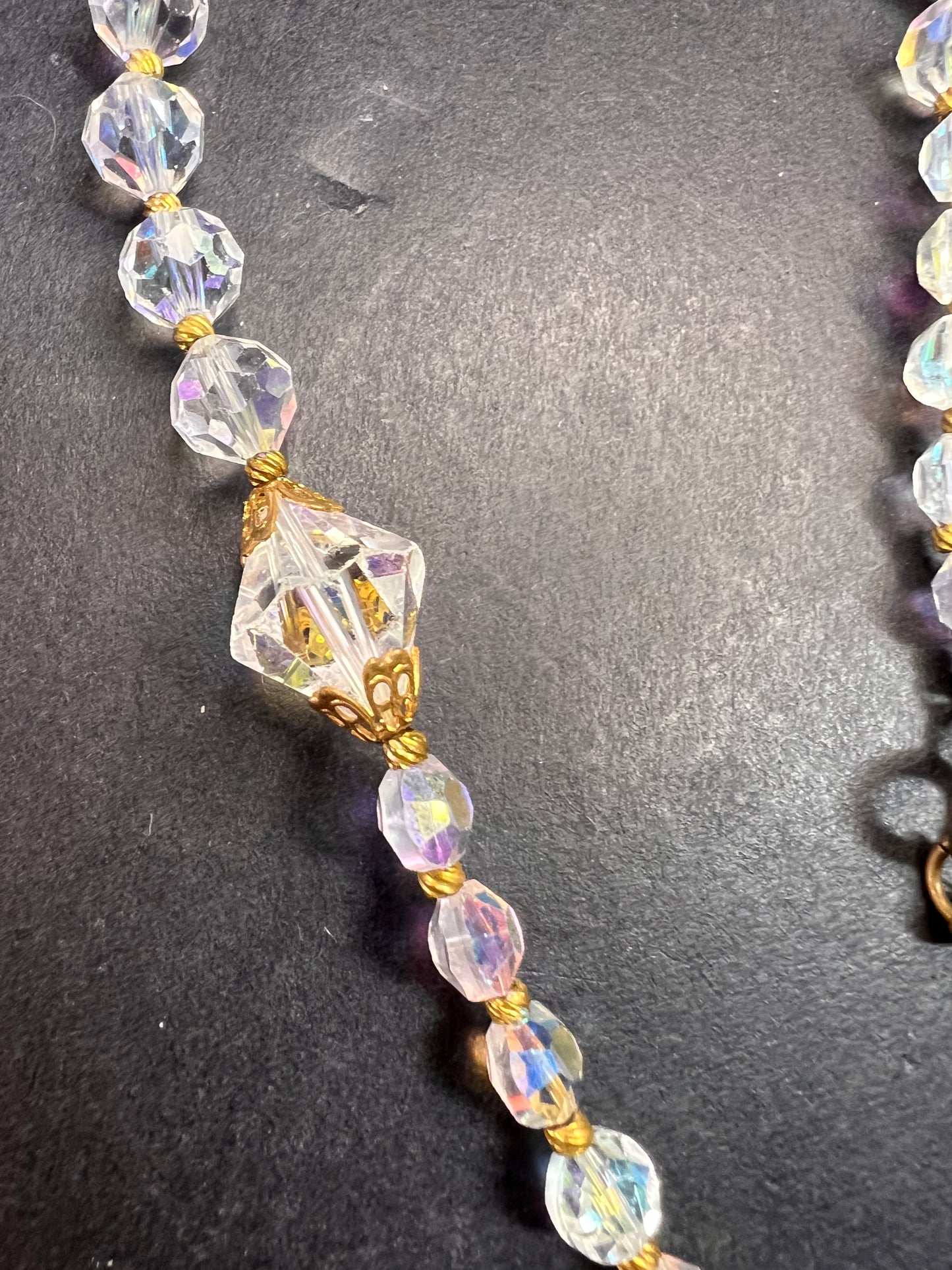 Vintage Aurora Borealis crystal beaded necklace