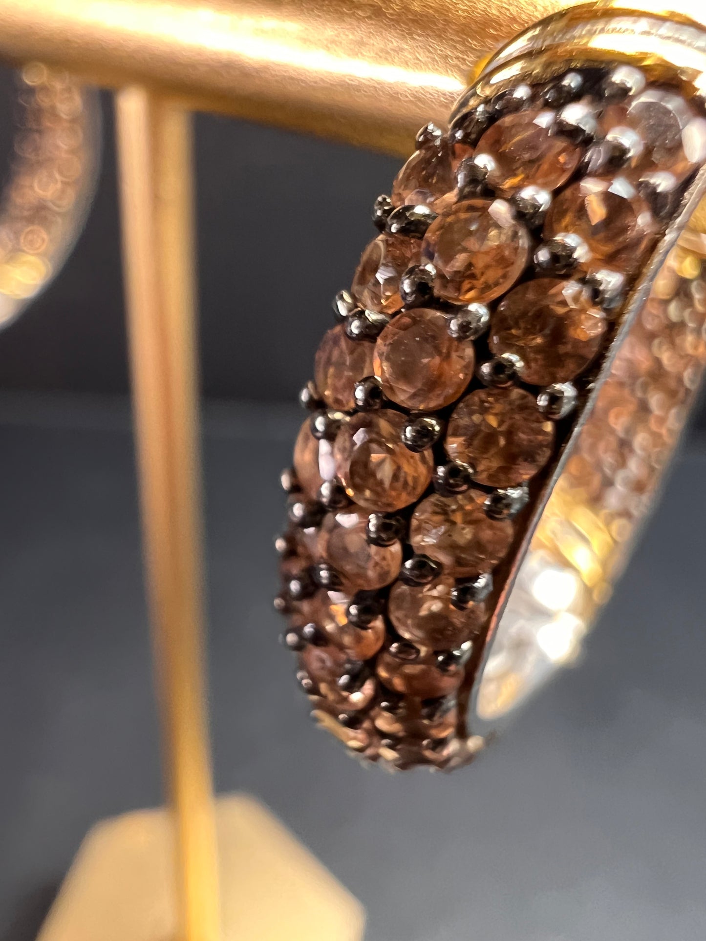 Andalusite inside out hoop earrings in gold and rhodium over sterling silver