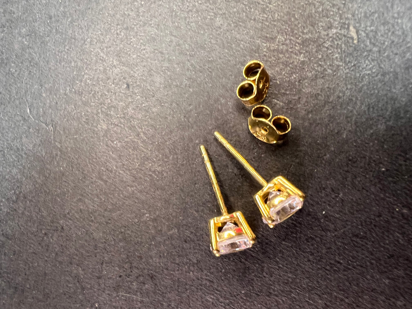 5.5mm CZ stud earrings in gold over sterling silver